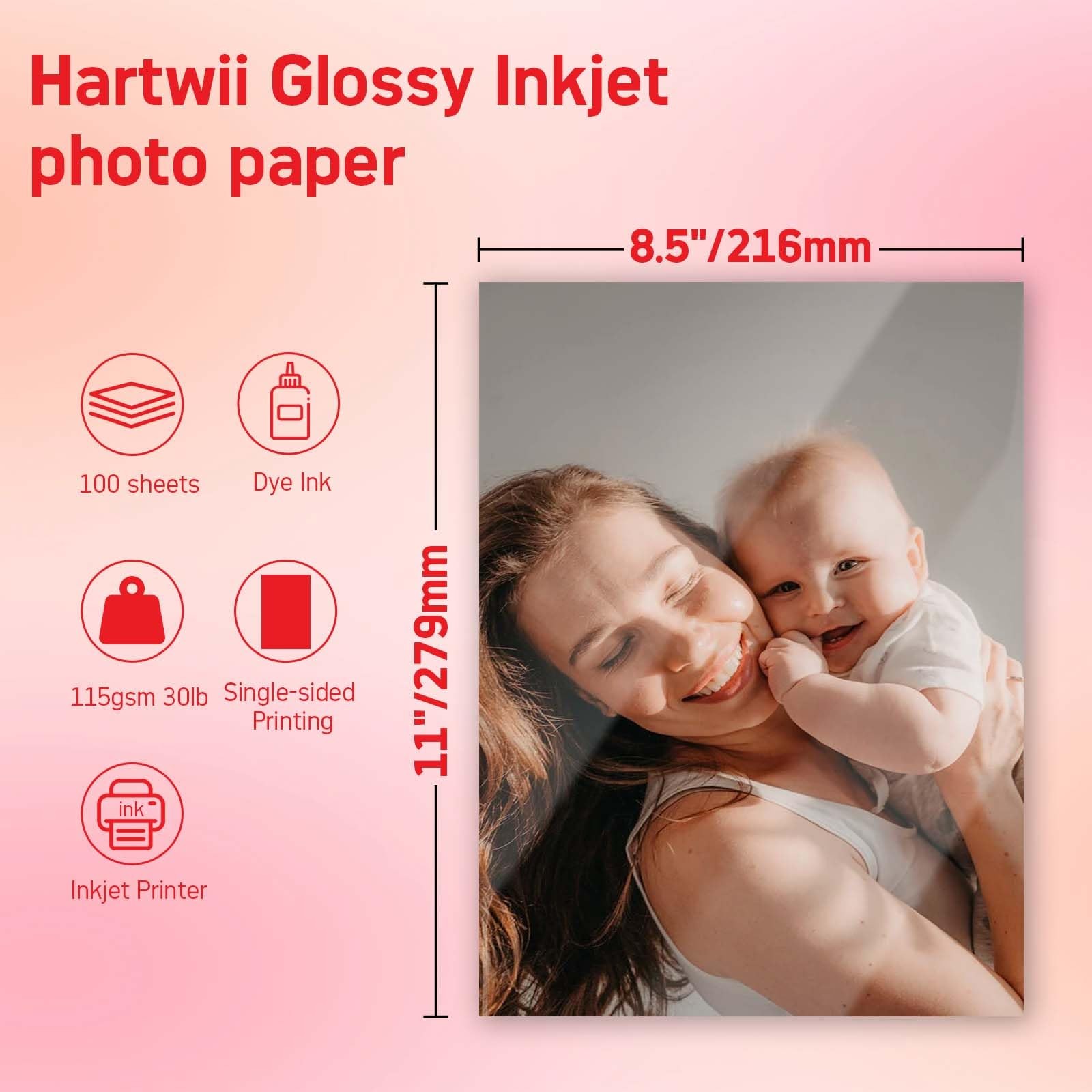 115gsm Thin Glossy Photo Paper 100 Sheets 8.5×11 Inches,Inkjet Printing Paper…