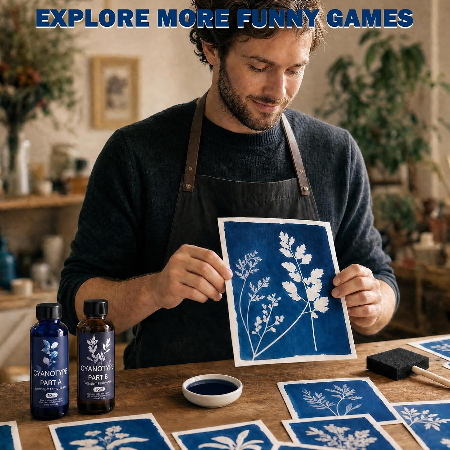 Cyanotype Kit, 5Pcs Cyanotype Solution Set with Cyanotype Part a and B, Sun Prin