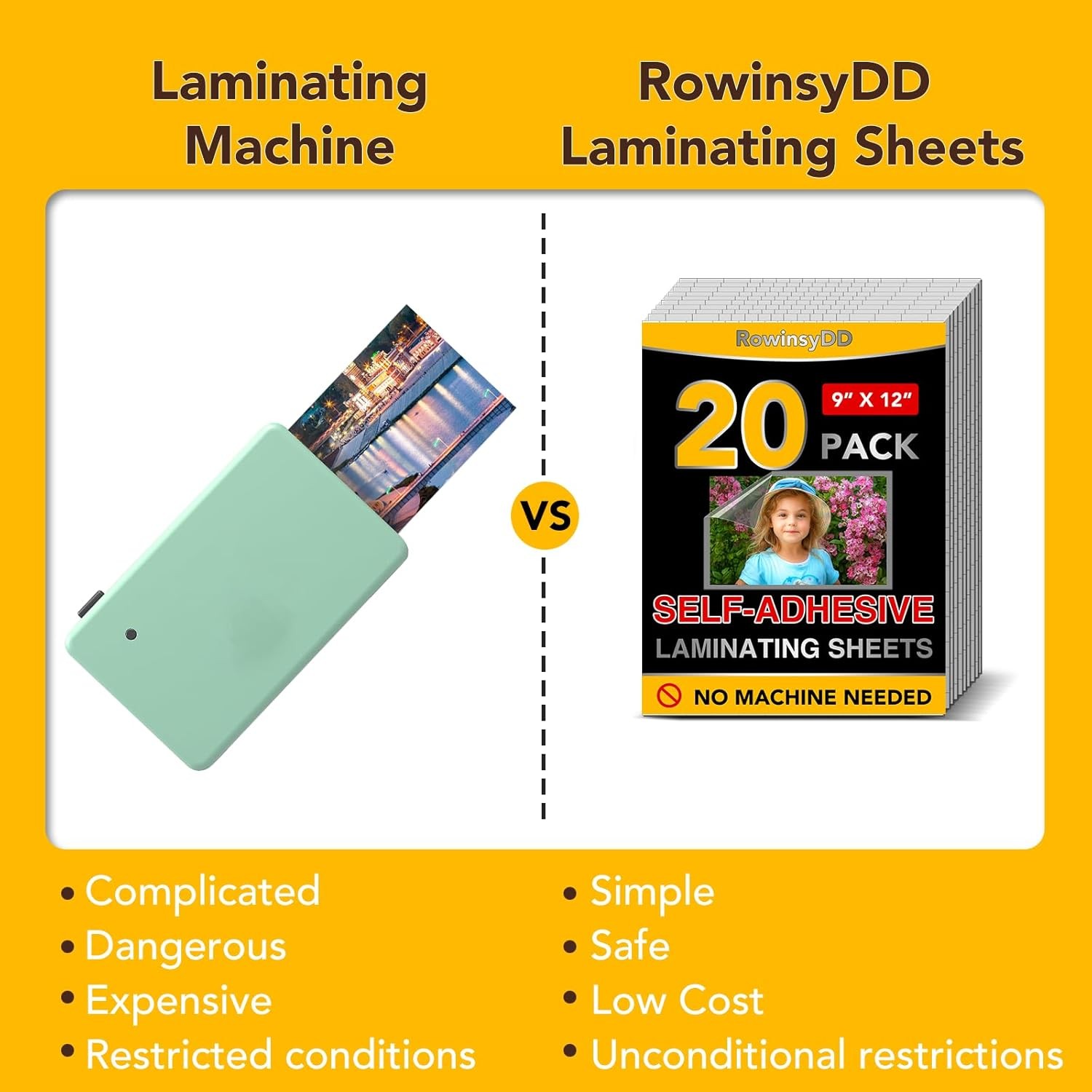 20 PCS Self-Adhesive Laminating Sheets, 9 x 12 Inches Self Adhesive Contact