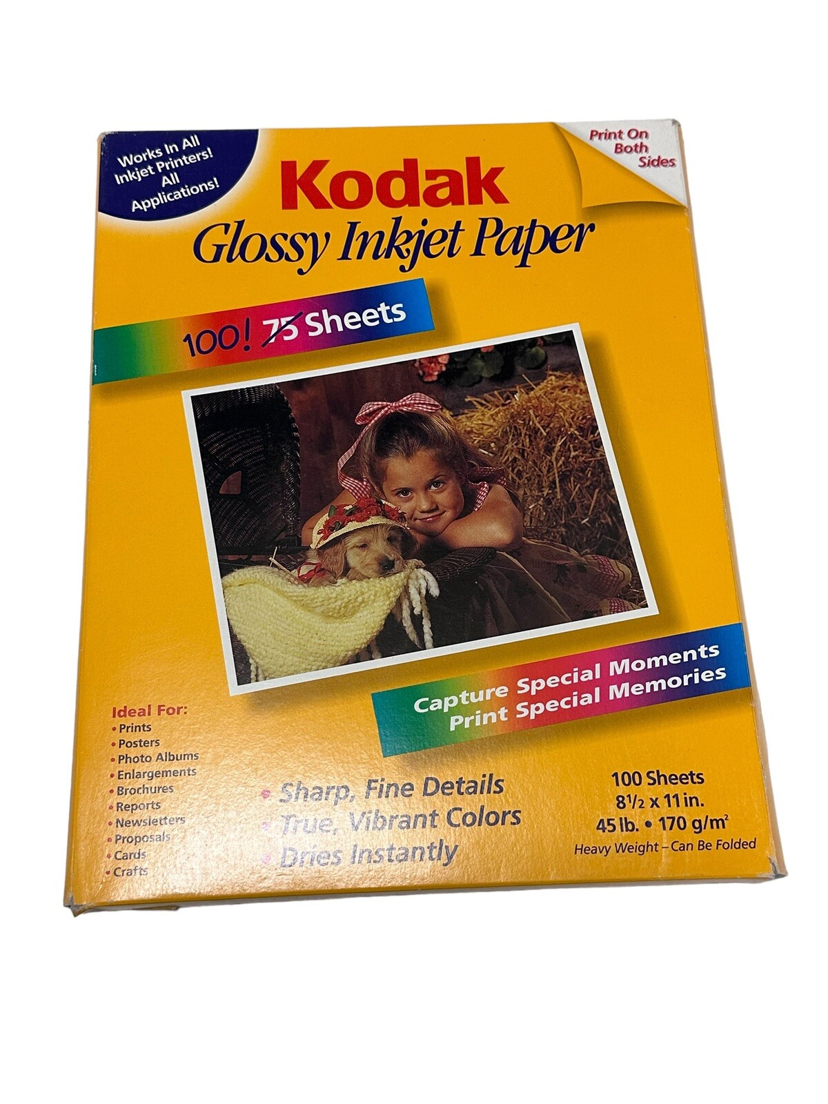 KODAK Picture Photo Inkjet Paper Glossy 85 Sheets Heavyweight 8.5×11. Open Box
