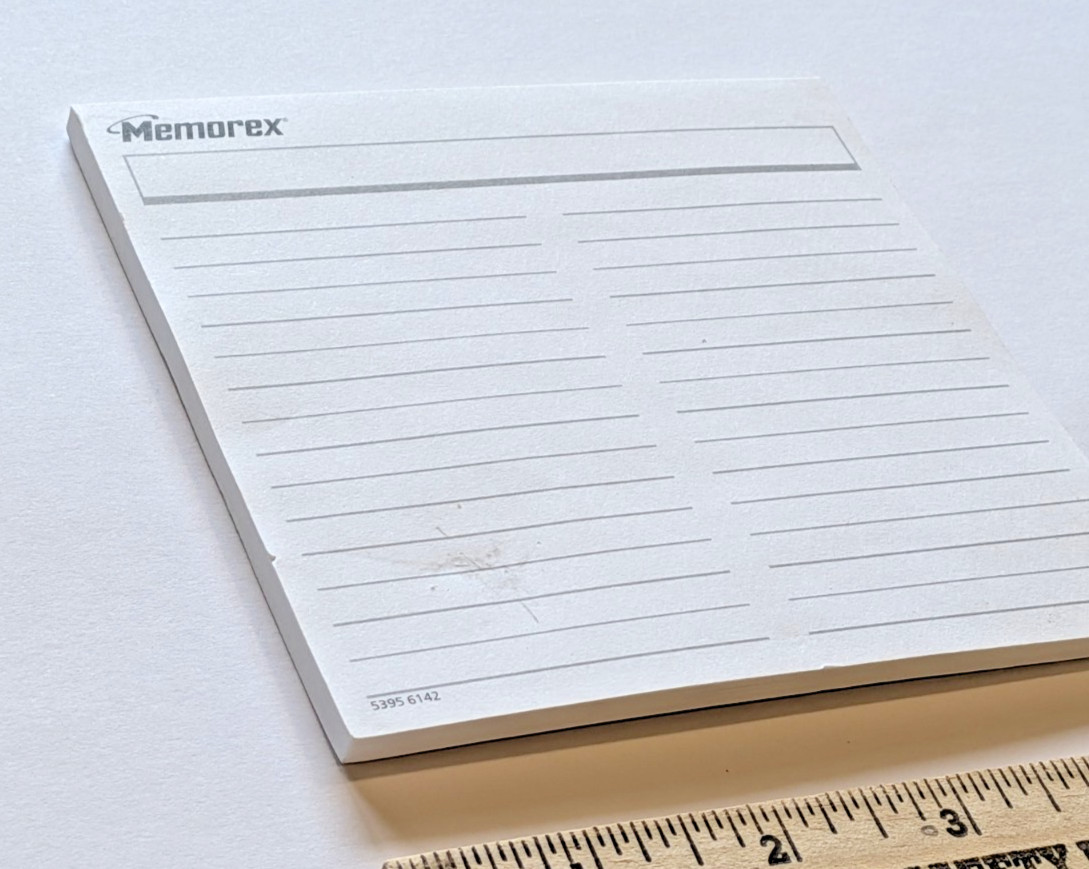 Memorex Pad of Paper 50 sheets Lined Note FUN Conversation Piece & Collectible
