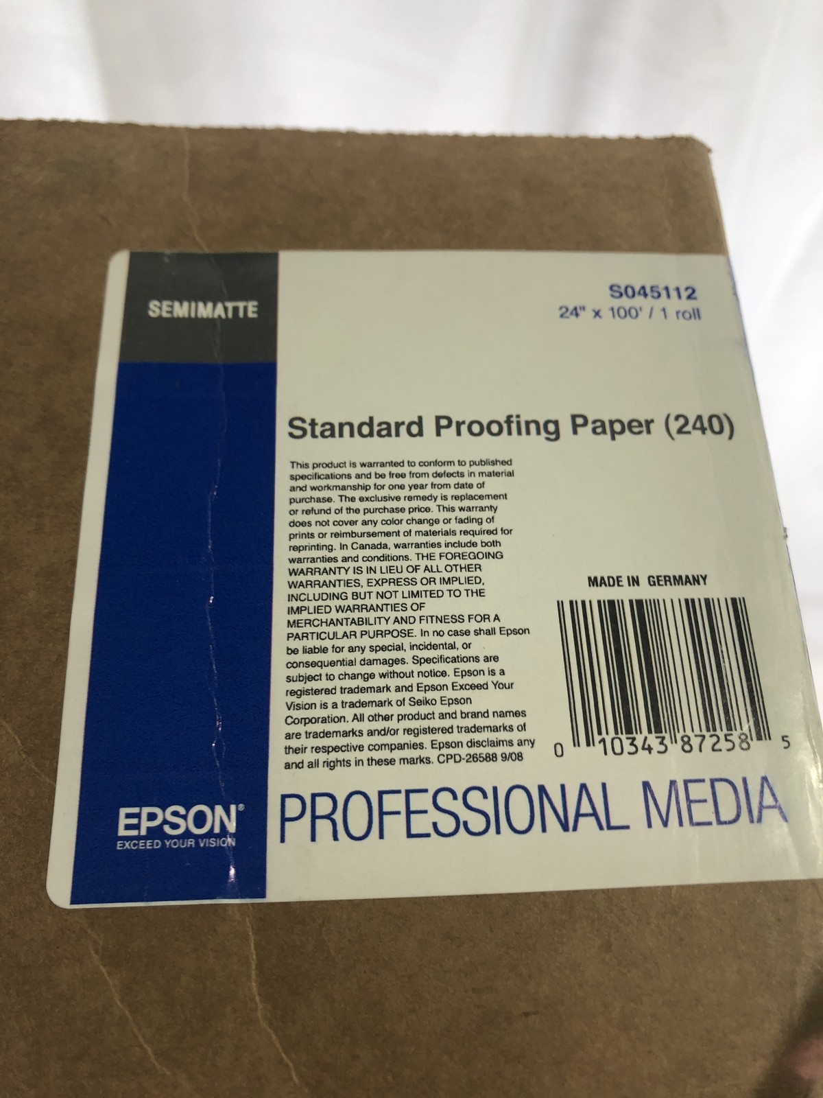 Epson Standard Proofing Semi Matte Inkjet Paper 240 24″ x 100′ Roll S045112
