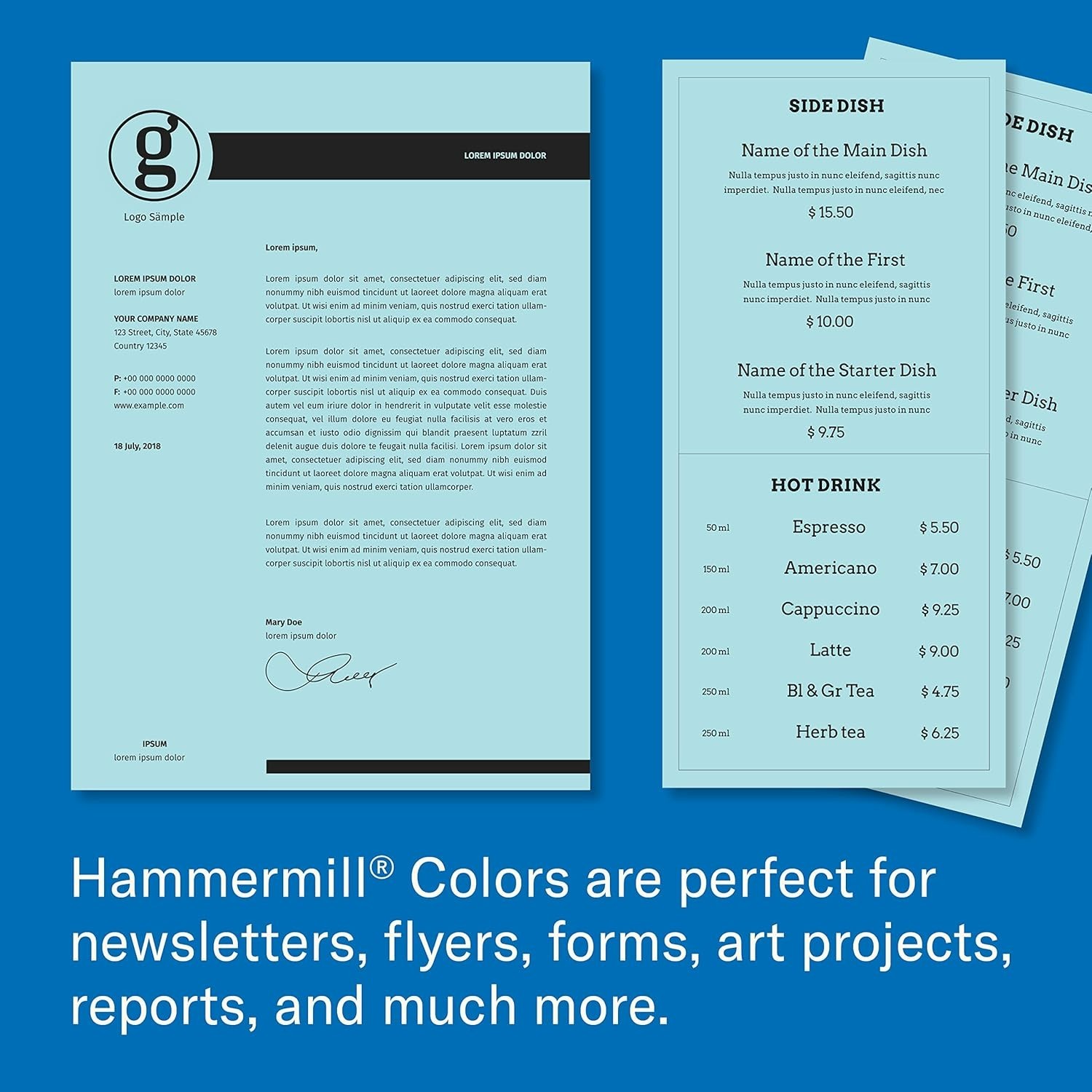 Dependable 500 Sheets of 24 lb Blue Colored Paper – 99.99% Jam-Free Guarantee