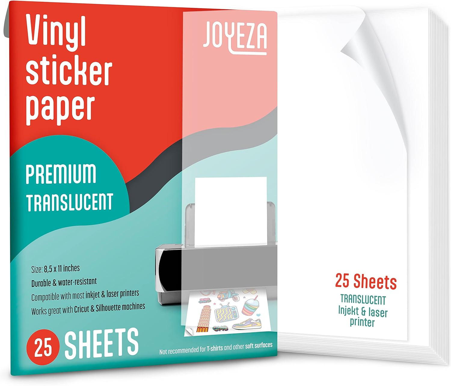 Papel Adhesivo De Vinilo Imprimible Premium De 8,5 X 11 Pulgadas Para Tu Imp…