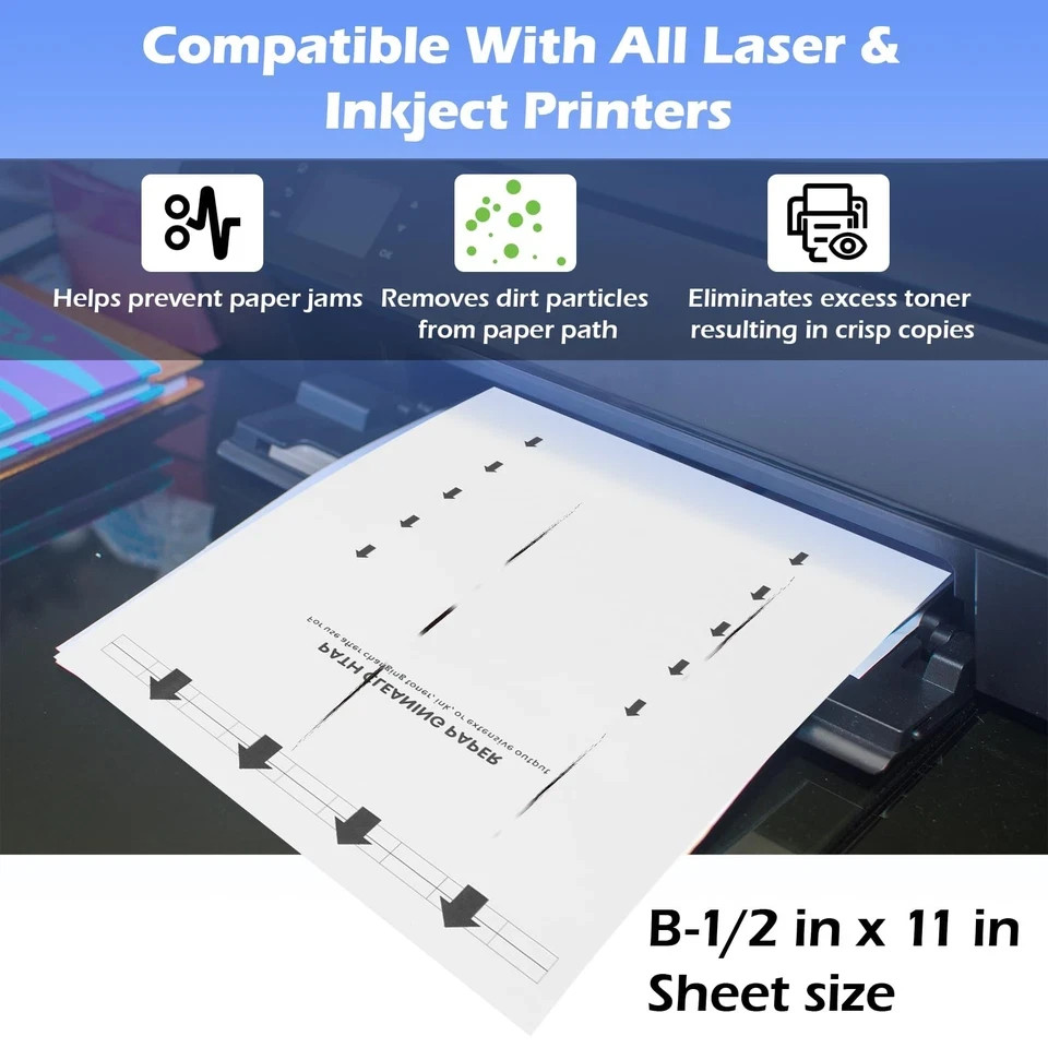 15-Pack Letter Size Printer Cleaning Sheets for Laser and Inkjet Copier