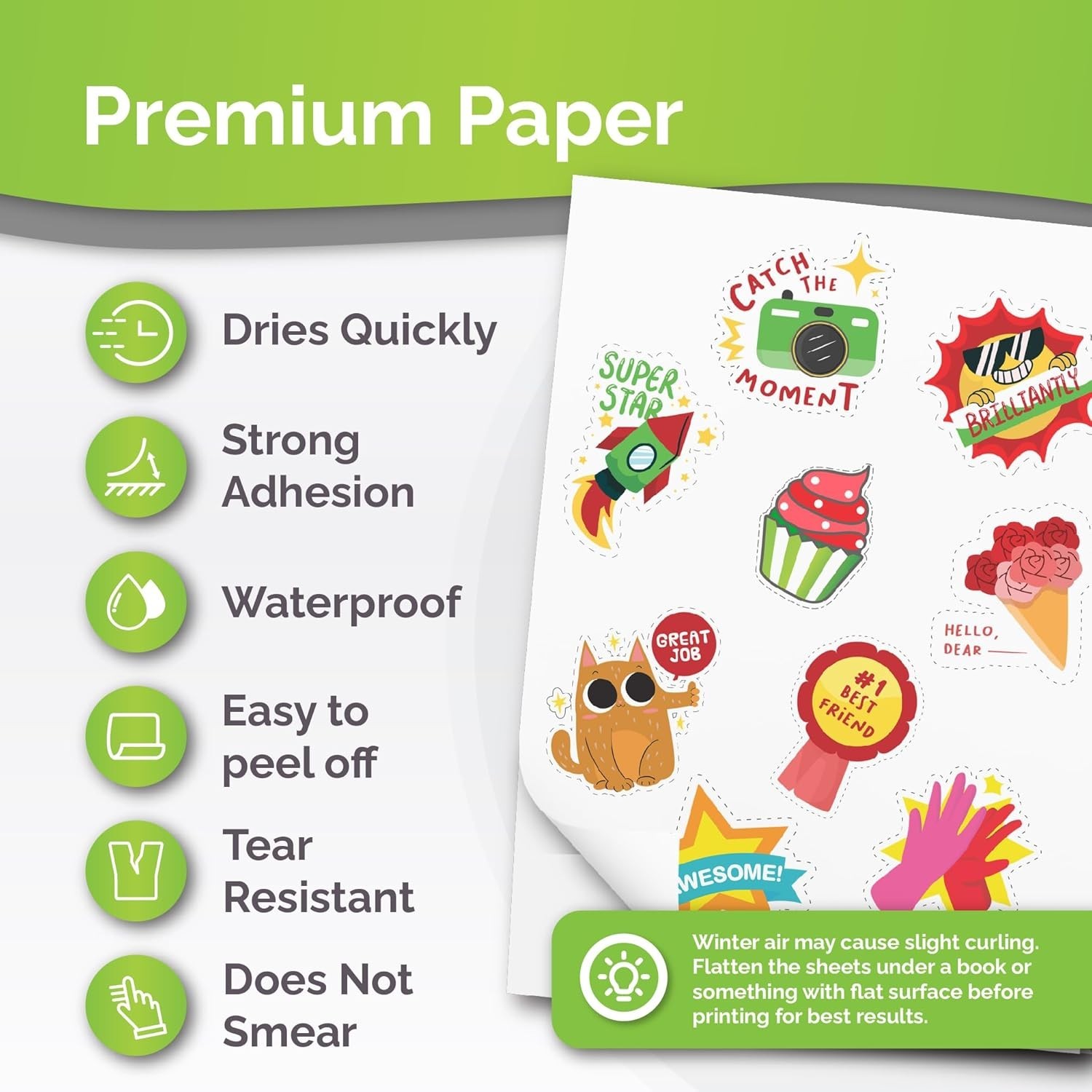 Printable Vinyl Sticker Paper for Inkjet & Laser Printer – 56 Sheets Self-Adh…