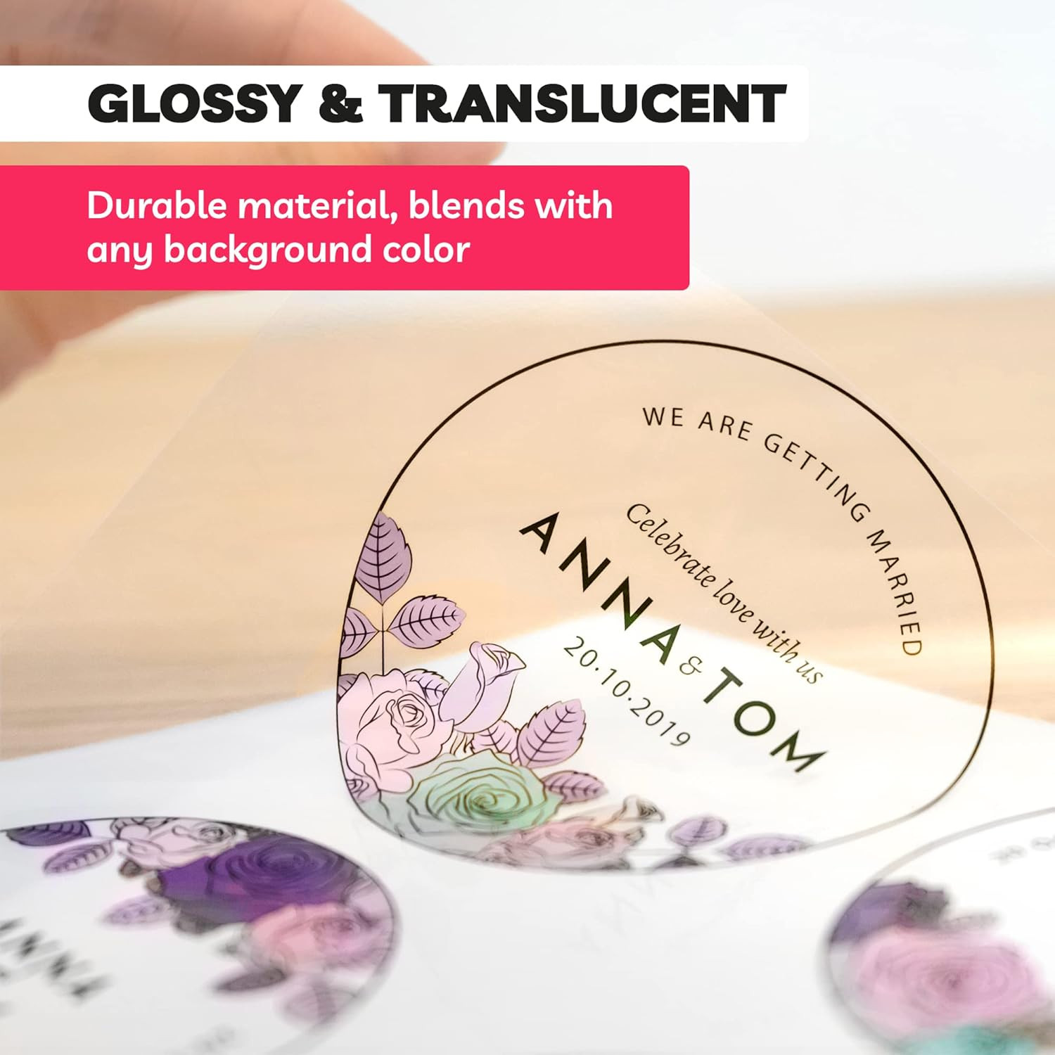 90% Clear Sticker Paper for Inkjet Printer – Transparent Glossy 8.5 X 11