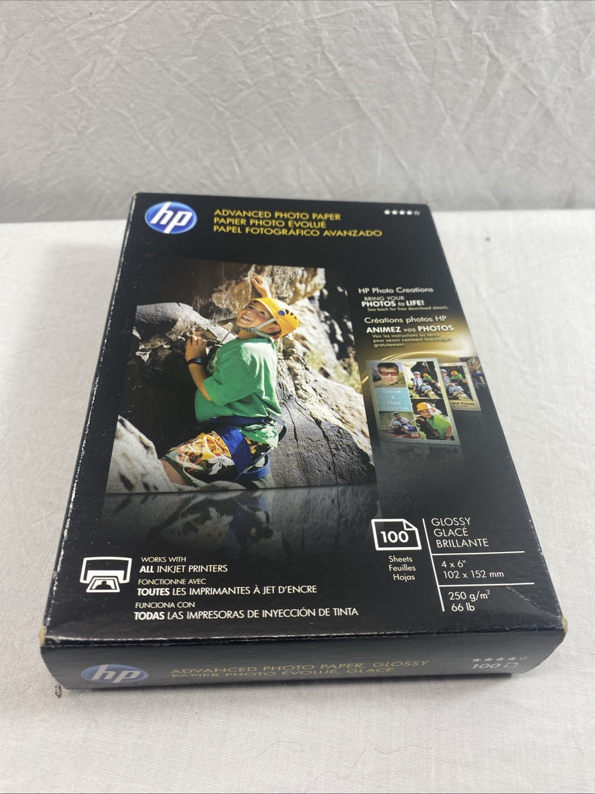 HP Advanced Photo Paper 66 lbs. Glossy 4 x 6 100 Sheets/Pack Q6638A New Sealed