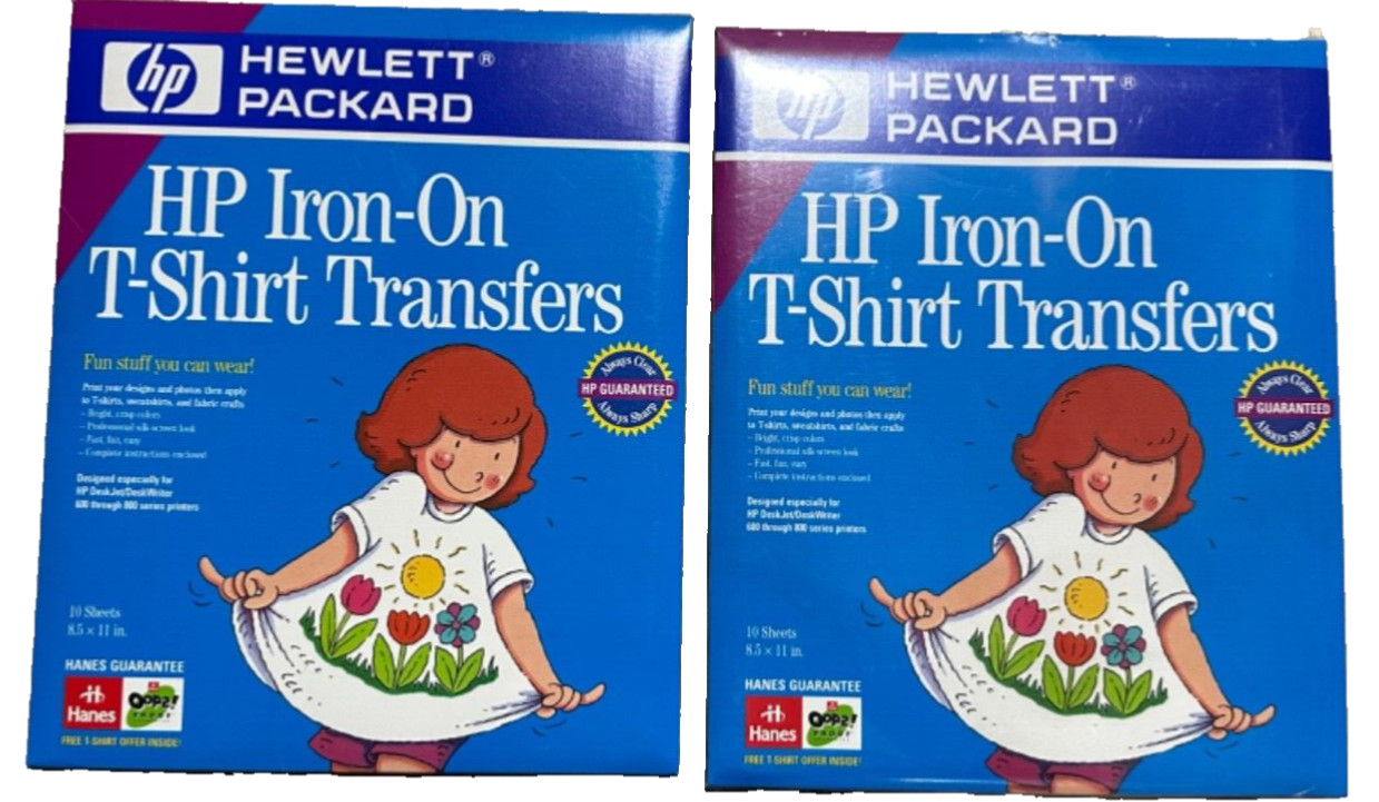 Hewlett Packard Iron-On T-Shirt Transfers 18 Sheets New