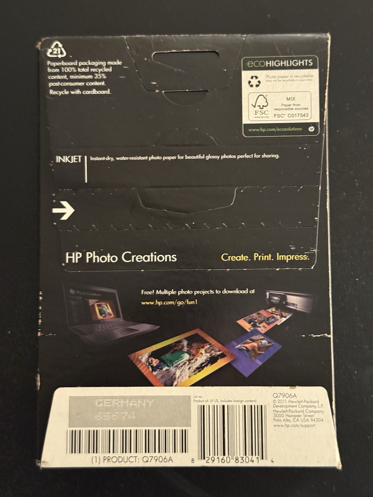 HP Advanced Photo Paper 4 x 6 Glossy 100 Sheets New Unopened