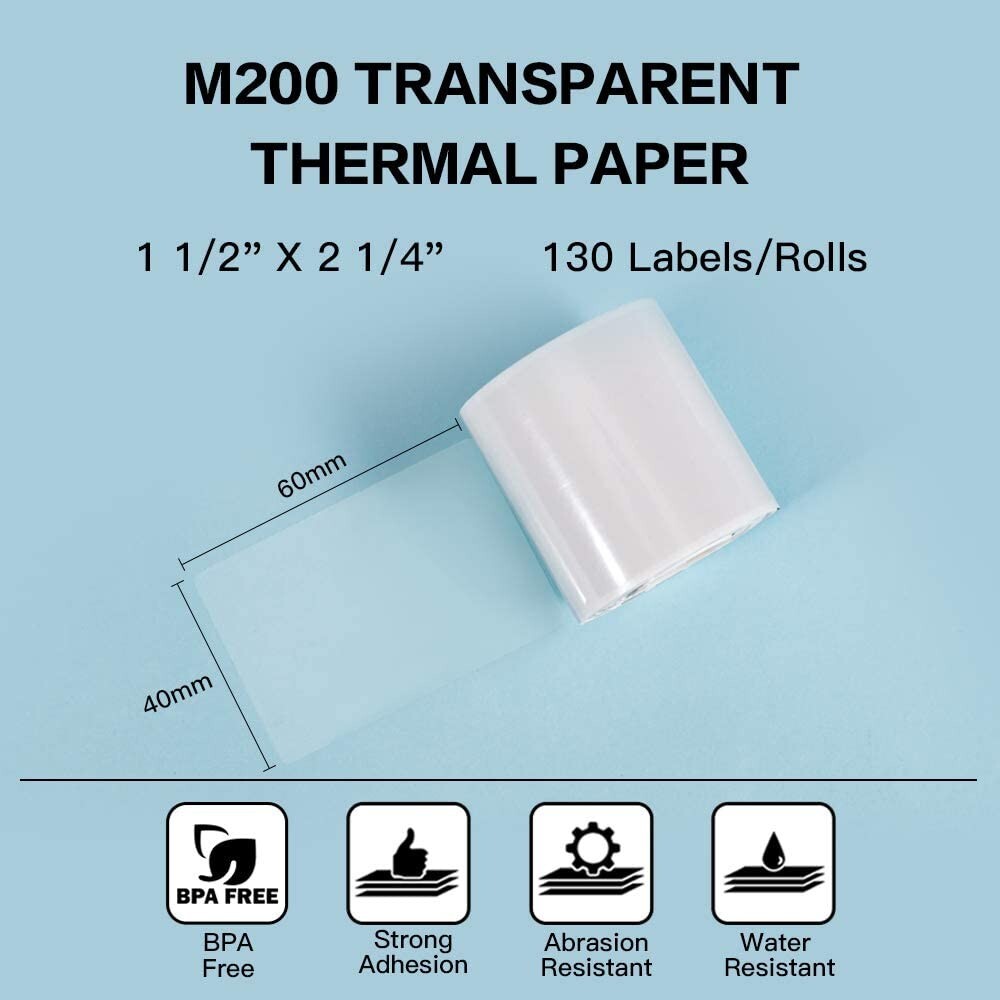 Phomemo M110 Paper 40×60mm Clear Self-Adhesive Thermal Label Transparent Sticker