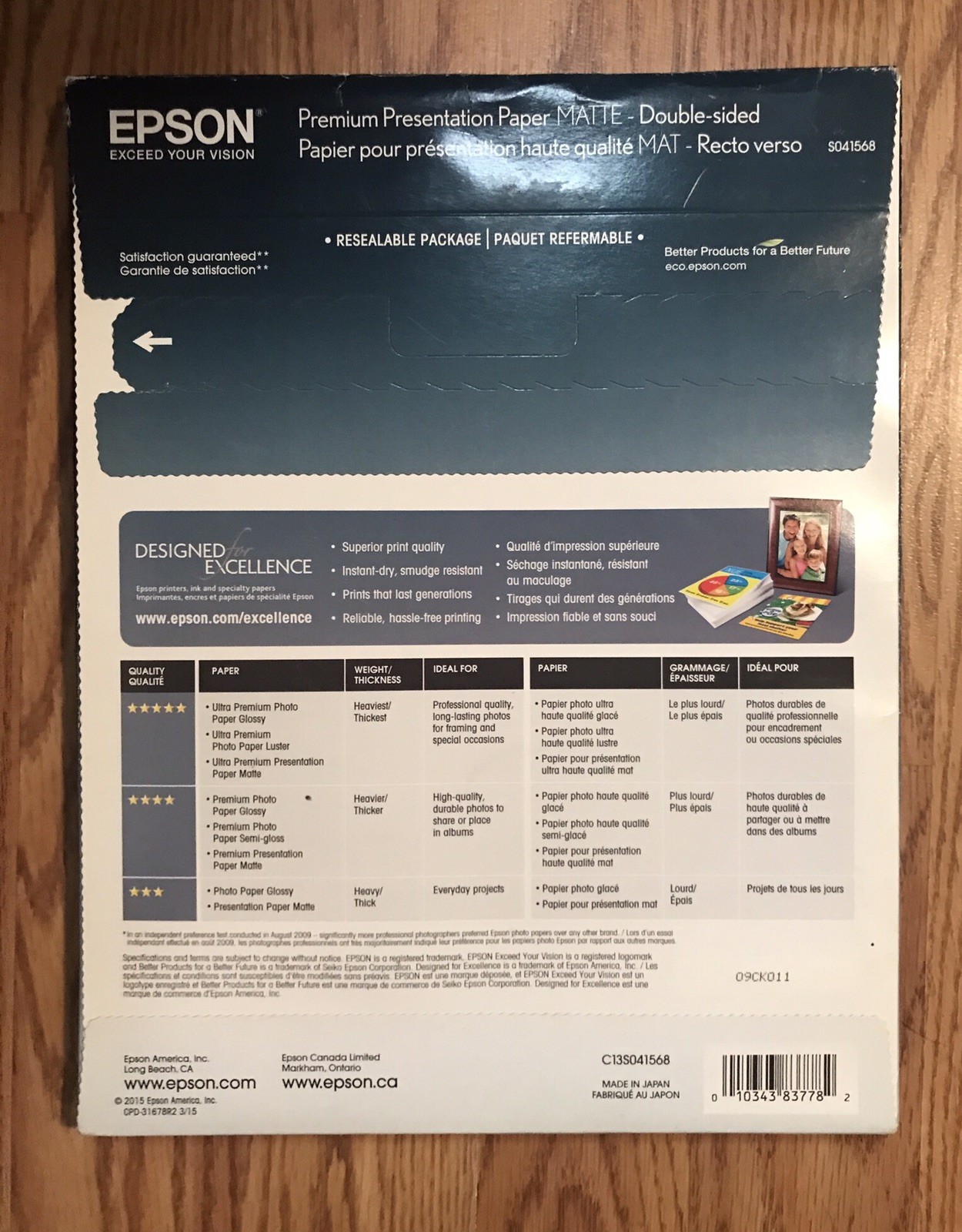 Epson Premium Matte Presentation Paper 8.5 x 11” Inch Double-sided 50 Sheets NEW