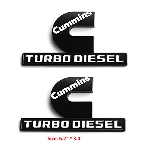 2Pack OEM Black Cummins Turbo Emblem Compatible with 2500 Black with white