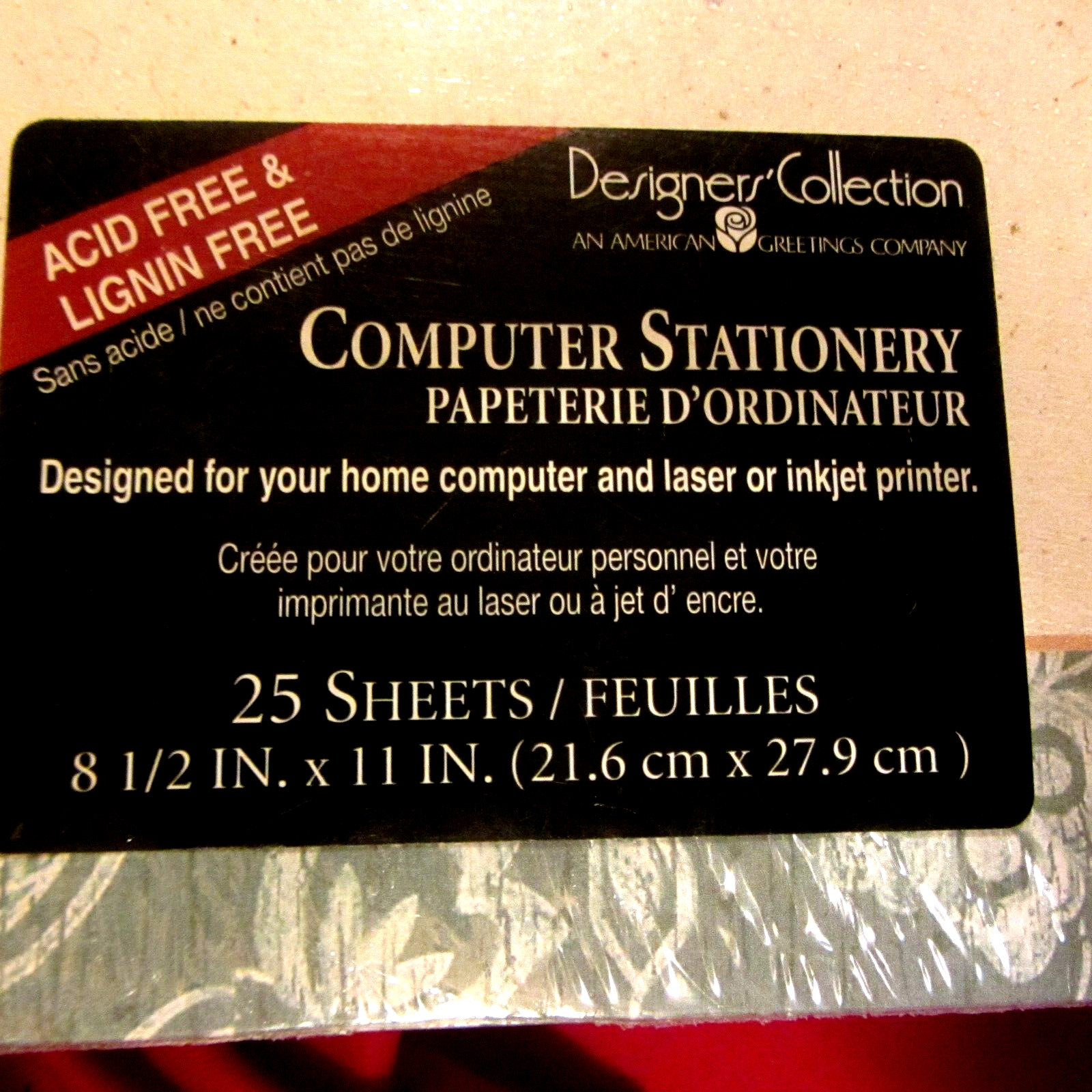 LOT OF 6 PACKS OF COMPUTER STATIONERY–ACID FREE & LIGNIN FREE–25 SHEETS EACH