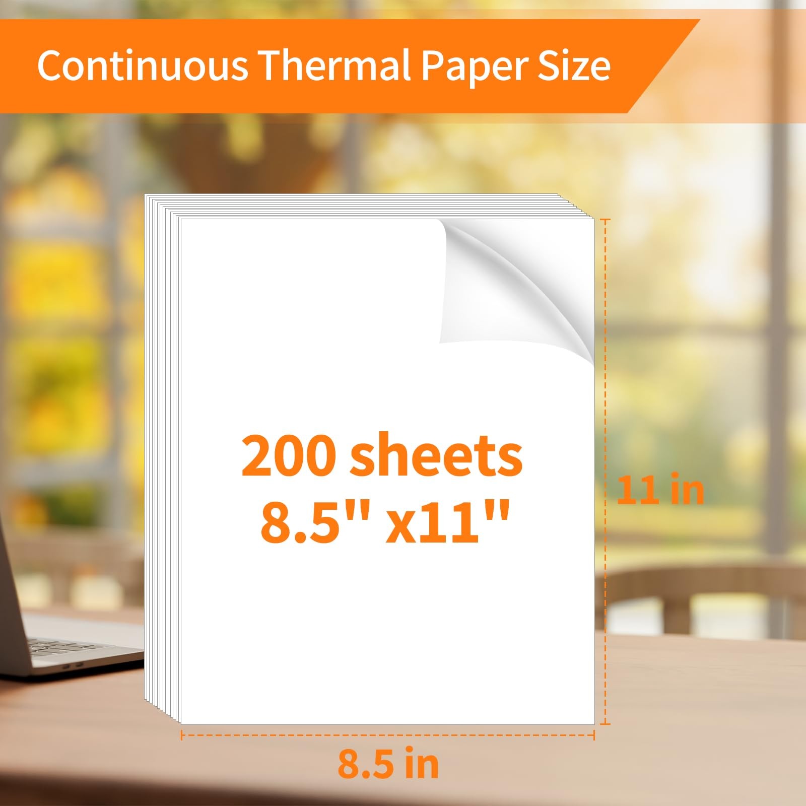 FungLam Thermal Printer Paper 8.5” x 11”, US Letter 200 SHEETS, white