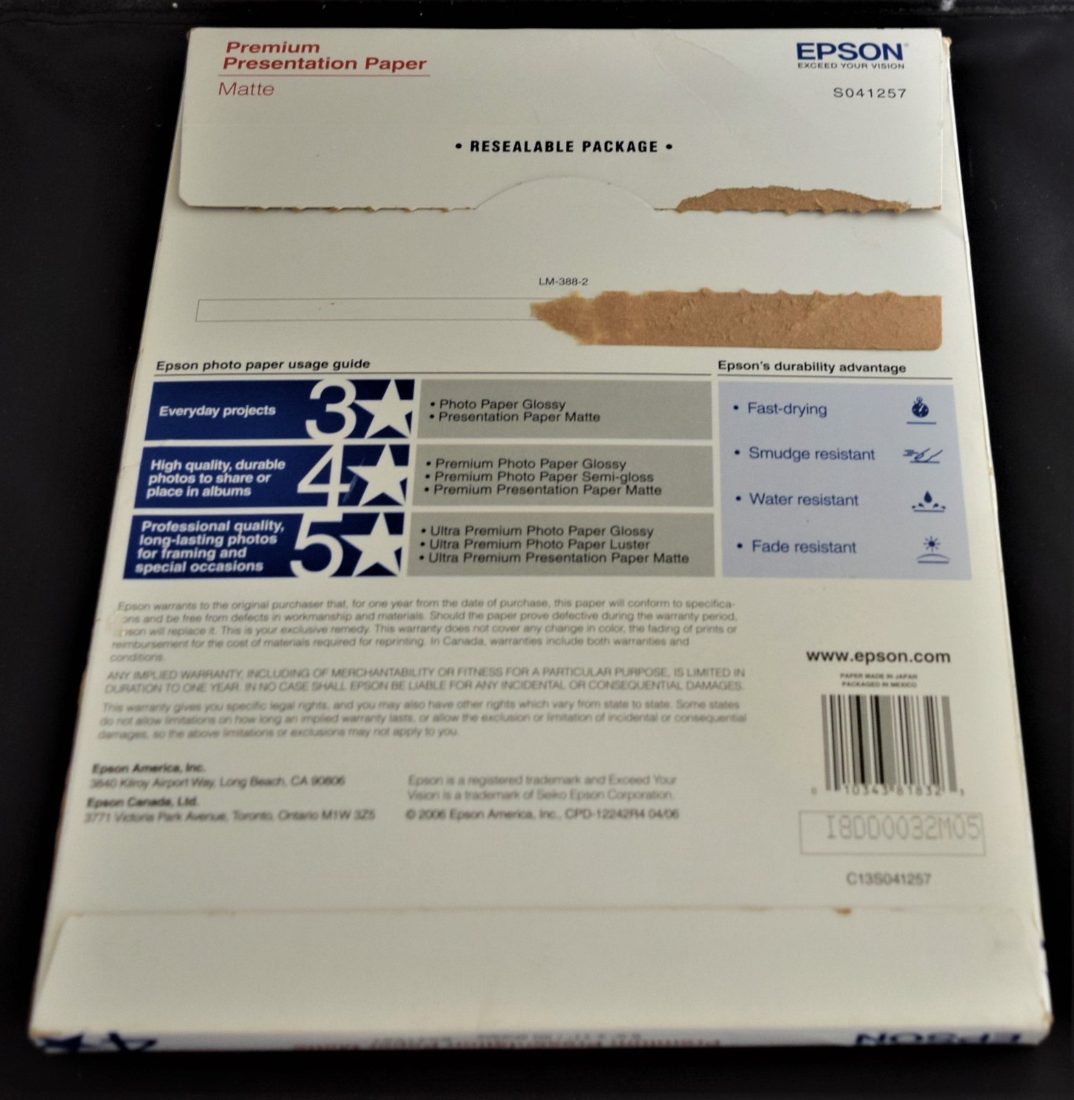 Epson Premium Presentation Paper Matte 8.5×11 NEW Open Box Of 50 S041257 INK JET