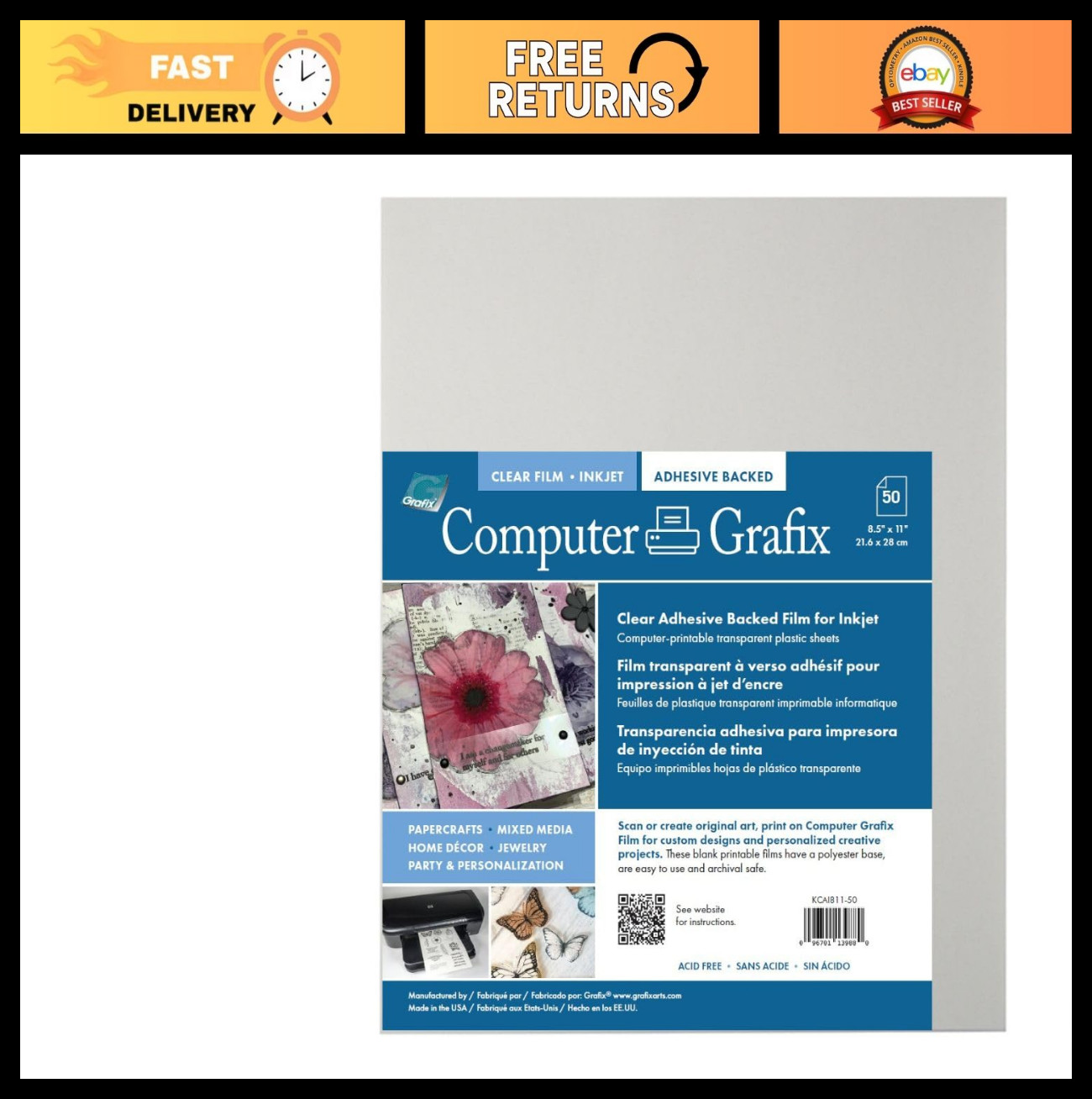 Self-Stick Printable Inkjet Film – Clear Adhesive Sheets for Stickers, Journals,