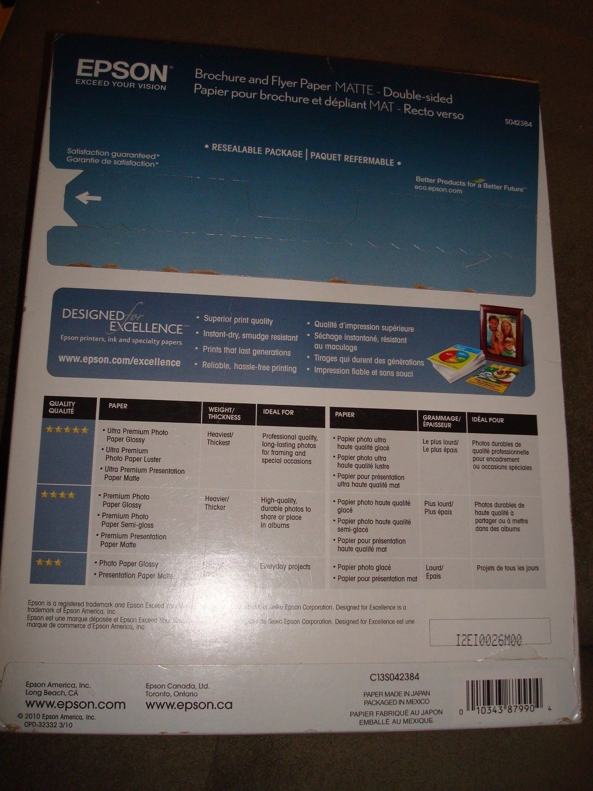 EPSON BROCHURE AND FLYER PAPER MATTE 8.5″ X 11″
