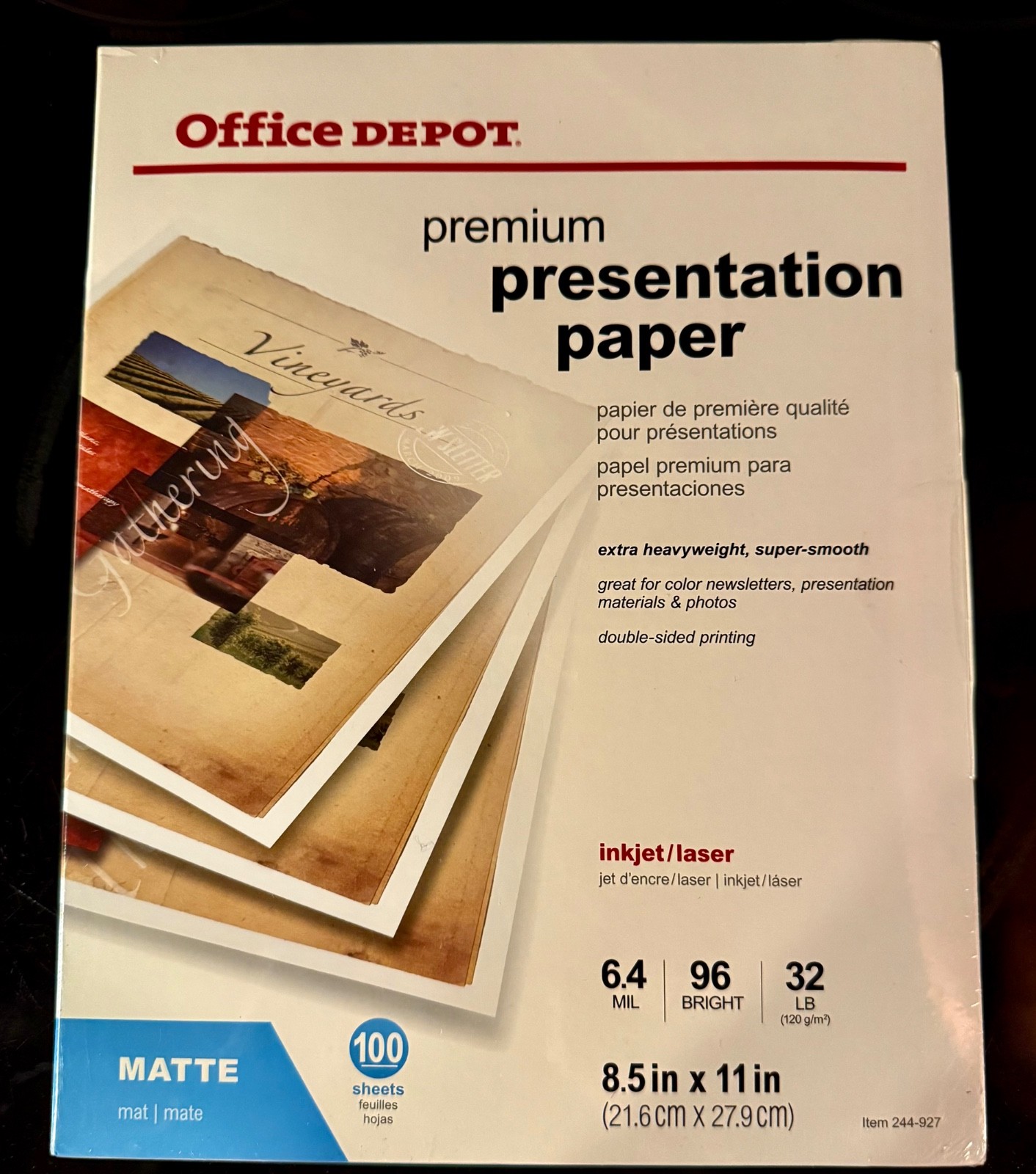 Office Depot Premium Matte Inkjet Laser Presentation Paper extra heavy 100 sheet