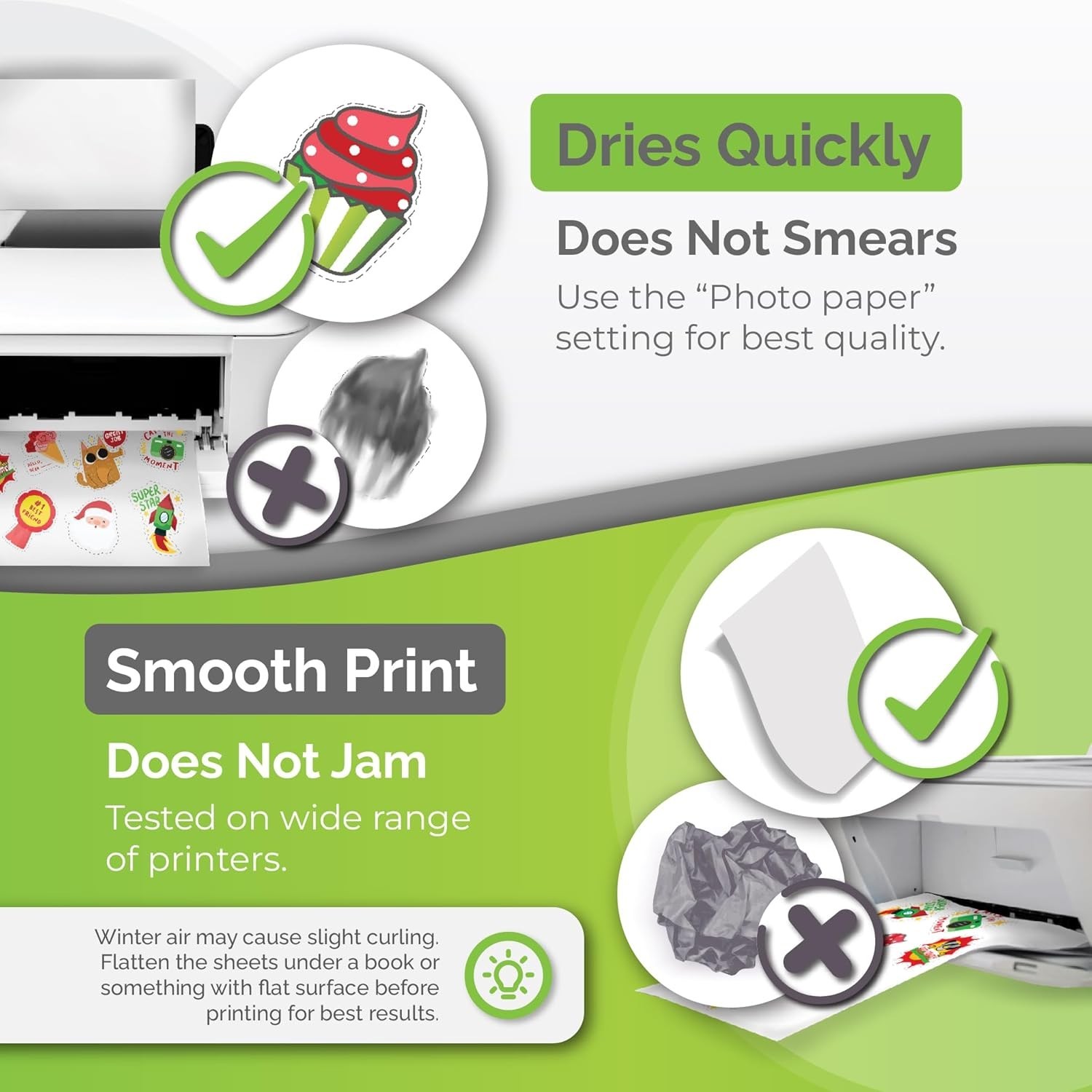 Printable Vinyl Sticker Paper for Inkjet & Laser Printer – 56 Sheets Self-Adh…