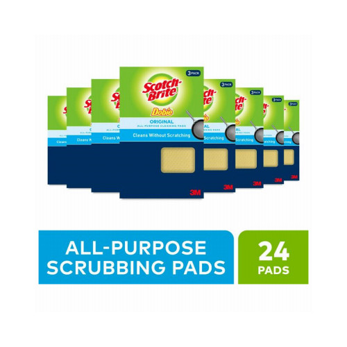 Scotch-Brite 723-2F Dobie All Purpose Cleaning Pad, 3-Pk. – Quantity 8
