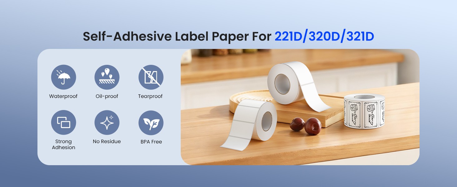 1.57″x2.36″ Label Maker Tape 221D 320D Label Print Paper Standard Laminated