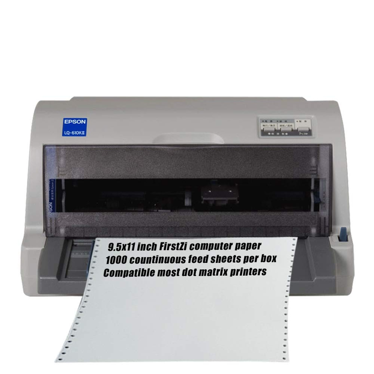 FirstZi Blank 9.5×11 Inches Continuous Feed Computer Paper Fanfold for Dot Ma…