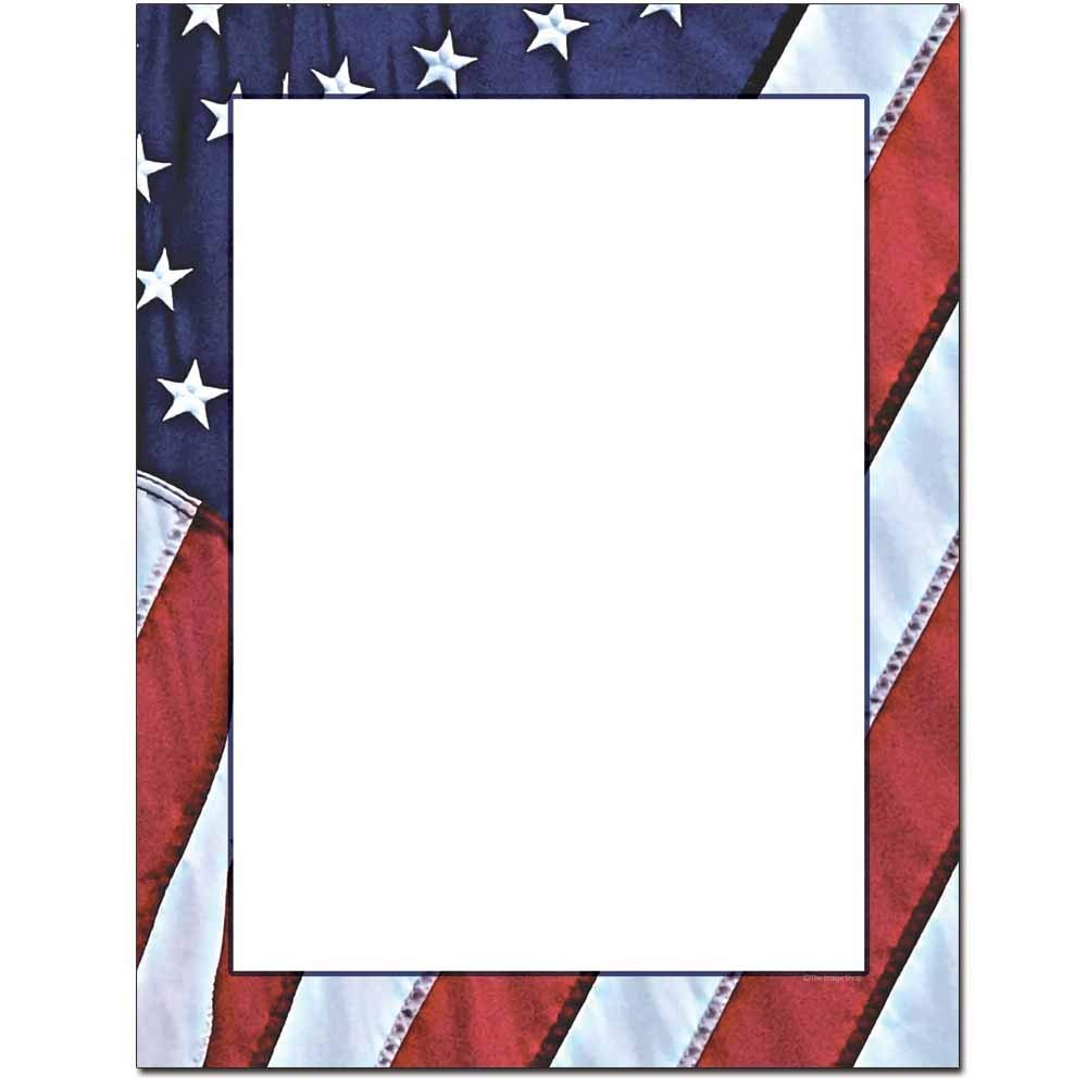 100 Pack Flag Border Letterhead Paper, Laser Inkjet Printer Stationery Sheet