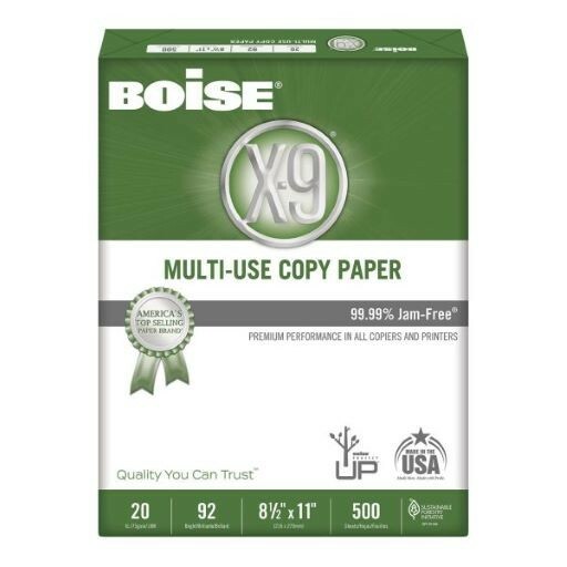 Boise X-9 MultiUse Copy Paper Case Letter Size, 5000 Sheets, 20 Lbs, 10 Reams