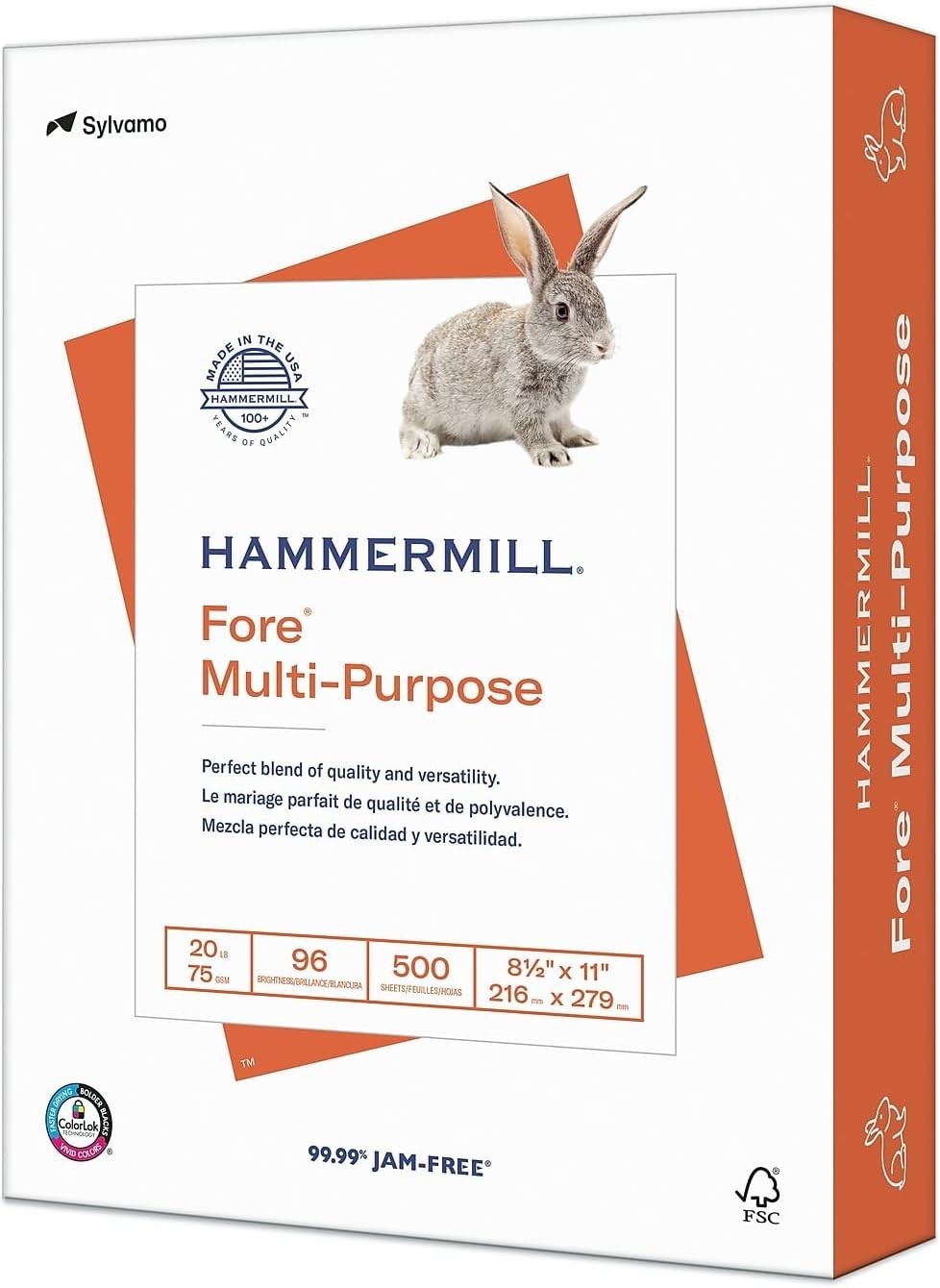 Fore Multipurpose 20 lb Copy Paper 500 Sheets – 8.5×11, Bright White, USA Made