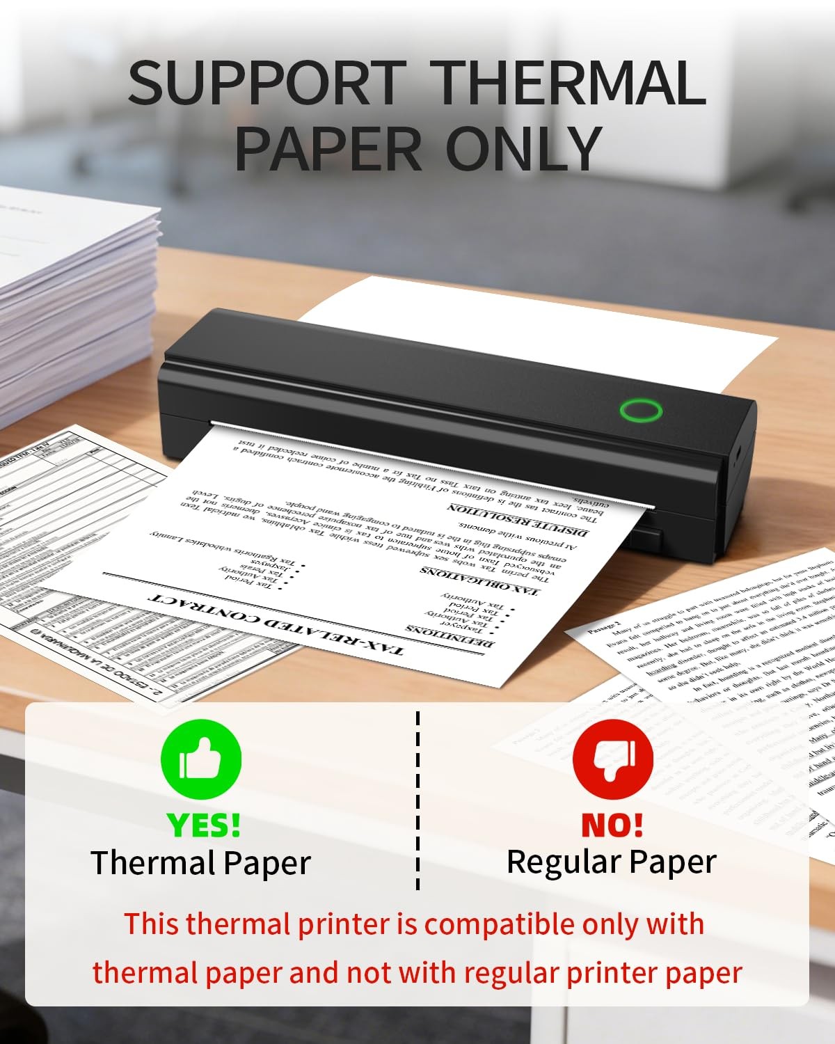 NDYIN Portable Printers Comes with a roll of US Letter paper(7m/roll), Black