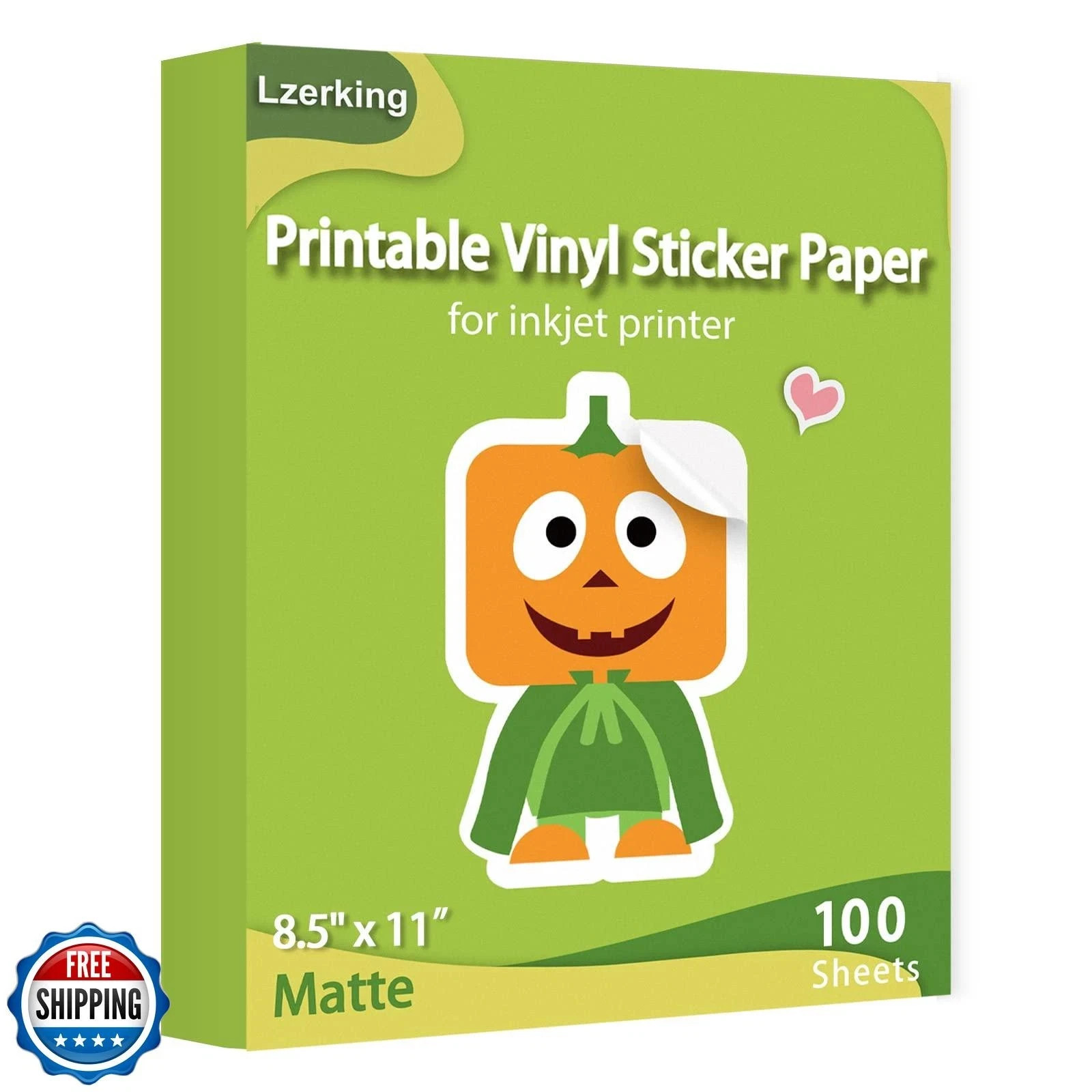 Lzerking Printable Vinyl Sticker Paper for Inkjet Printer 100 She