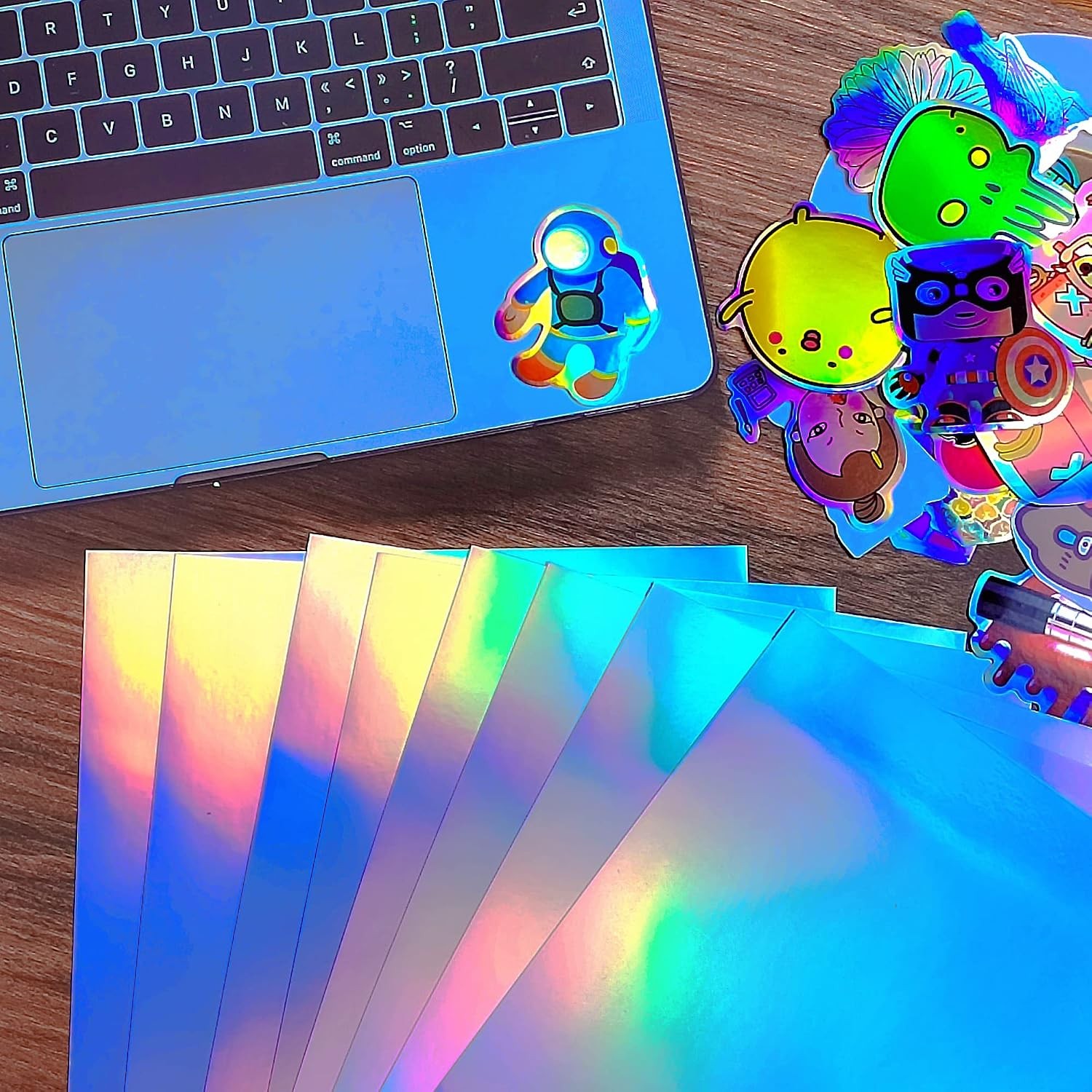30 Sheets Holographic Printable Sticker Paper 8.25 x 11.7 inch Waterproof Sti…
