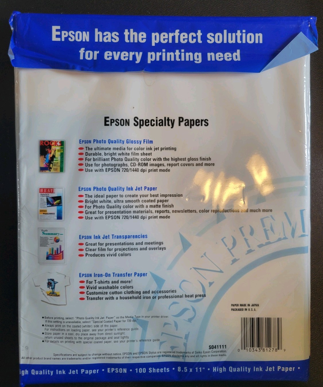 Epson High Quality Inkjet Paper Matte 8-1/2 x 11 100 Sheets/Pack S041111