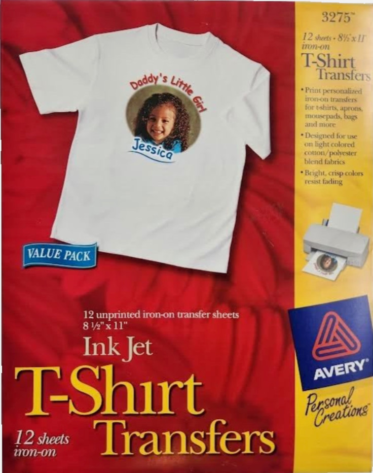 Avery 3275 Inkjet T-shirt Transfers iron-on 8.5″ x 11″ New but opened 12 Sheets