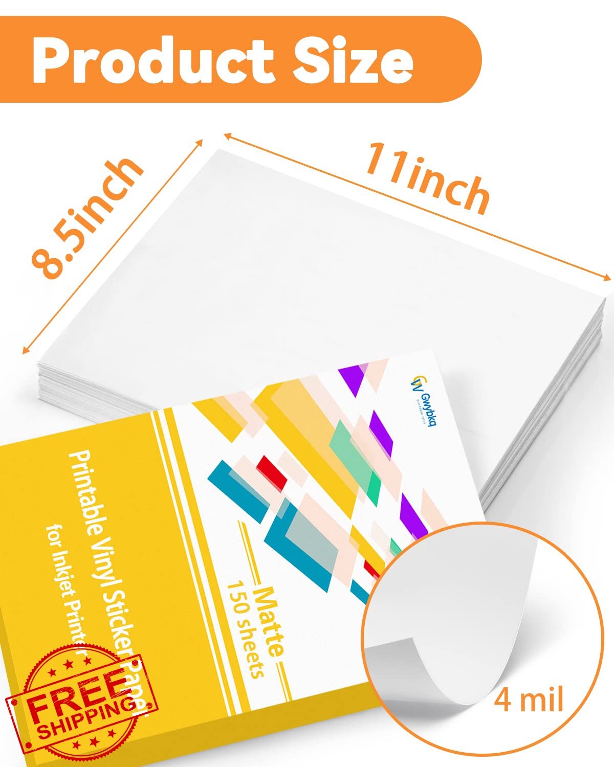Gwybkq 150 Matte White Sticker Paper