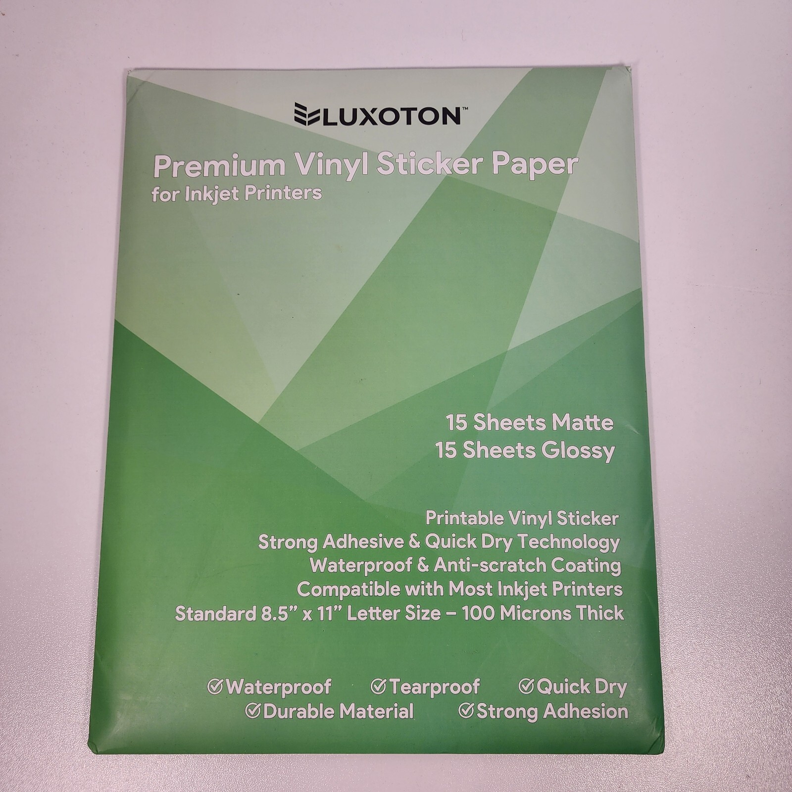 Luxoton Premium Vinyl Sticker Paper for Inkjet Printer 15 Glossy 15 Matte Sheets