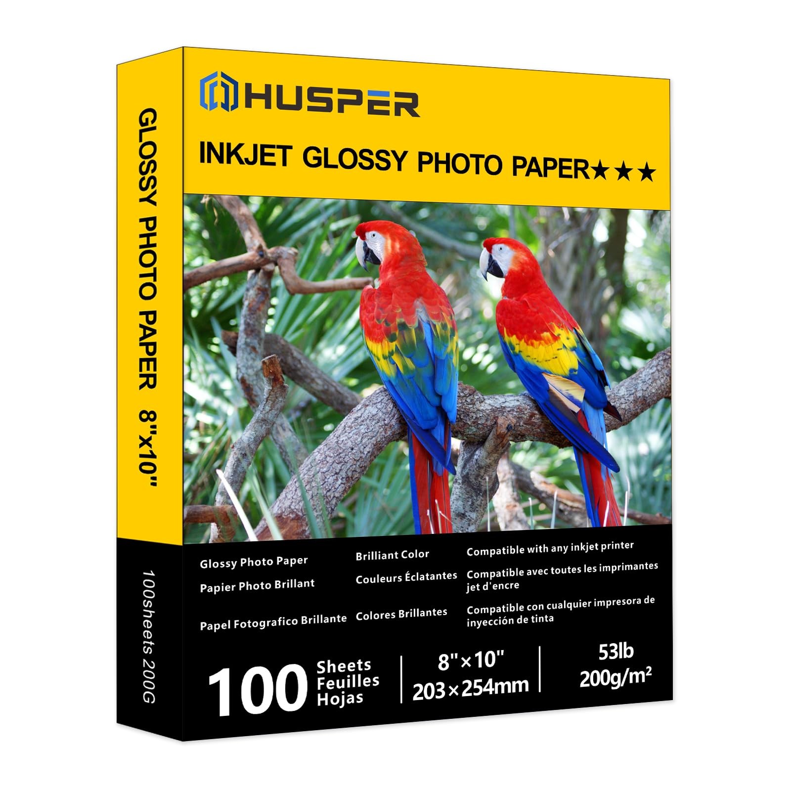 100 Sheets 8×10 In Glossy Inkjet Photo Paper 53lb 200gsm Photographic