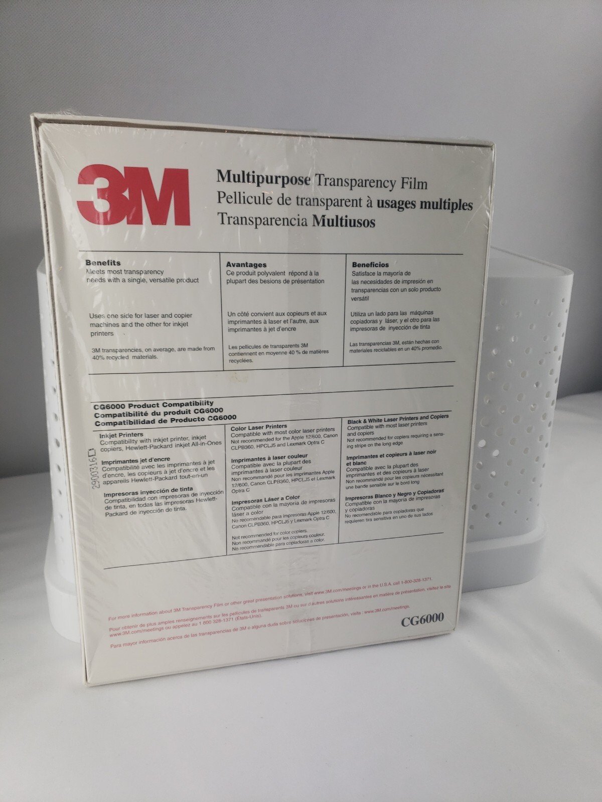 3M Multipurpose Transparency Film Letter Size 8.5″ x 11″ 65 Ct. CG6000 New