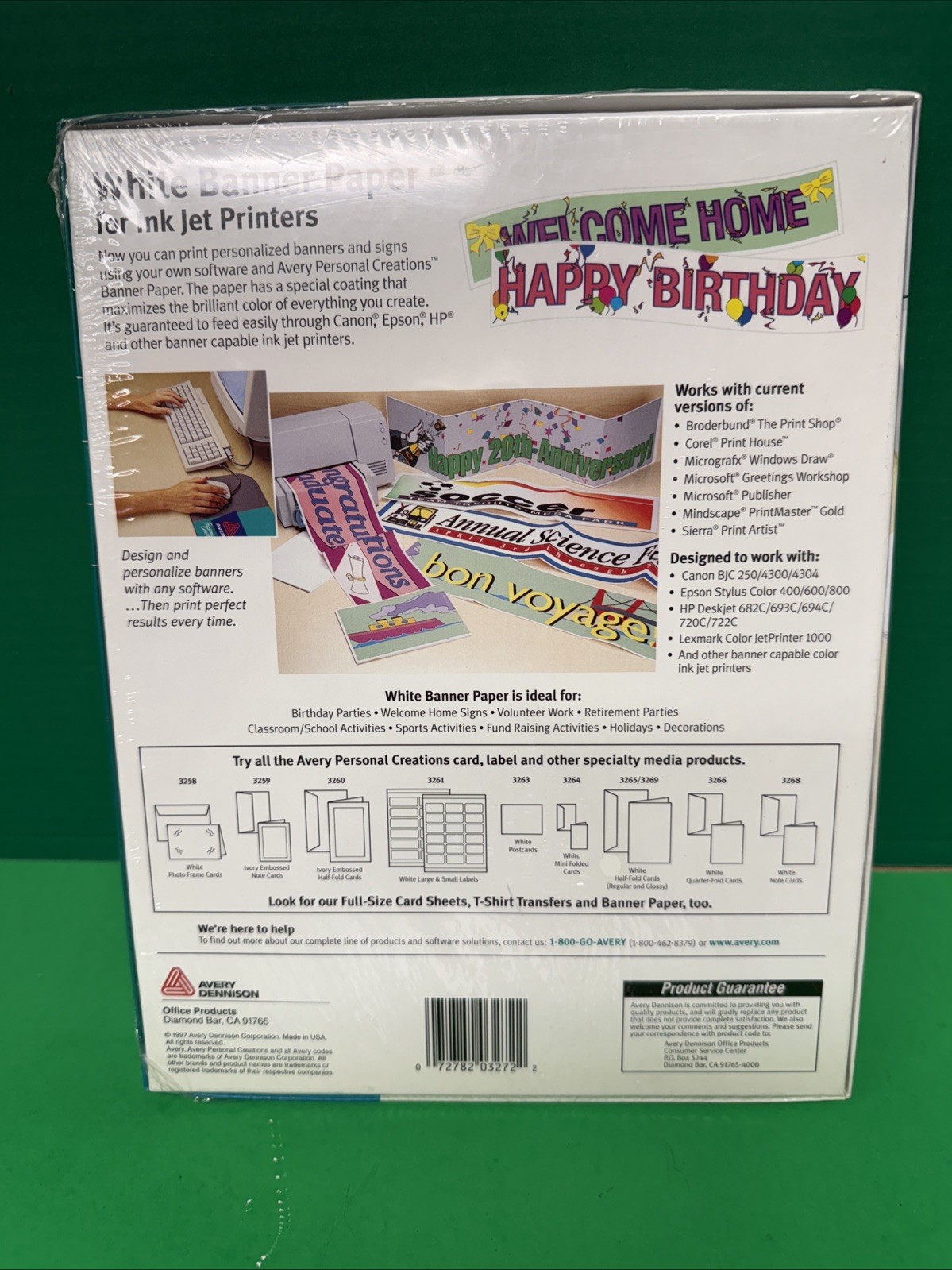 Avery 3272 White Banner Paper for Ink Jet Printers 11×8.5 80 sheets Vtg Sealed