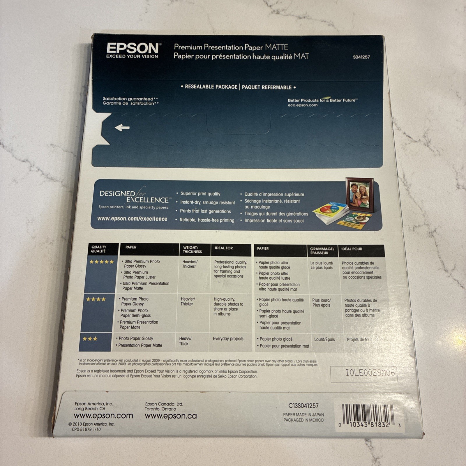 EPSON Premium Presentation Matte Paper Heavyweight Non-Glare Sealed. 50 Sheets