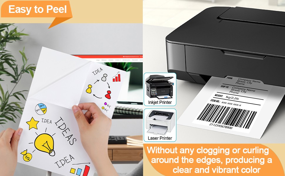 Printable Sticker Paper for Inkjet Printer, 40 Sheets 8.5″x11” Matte Sticker
