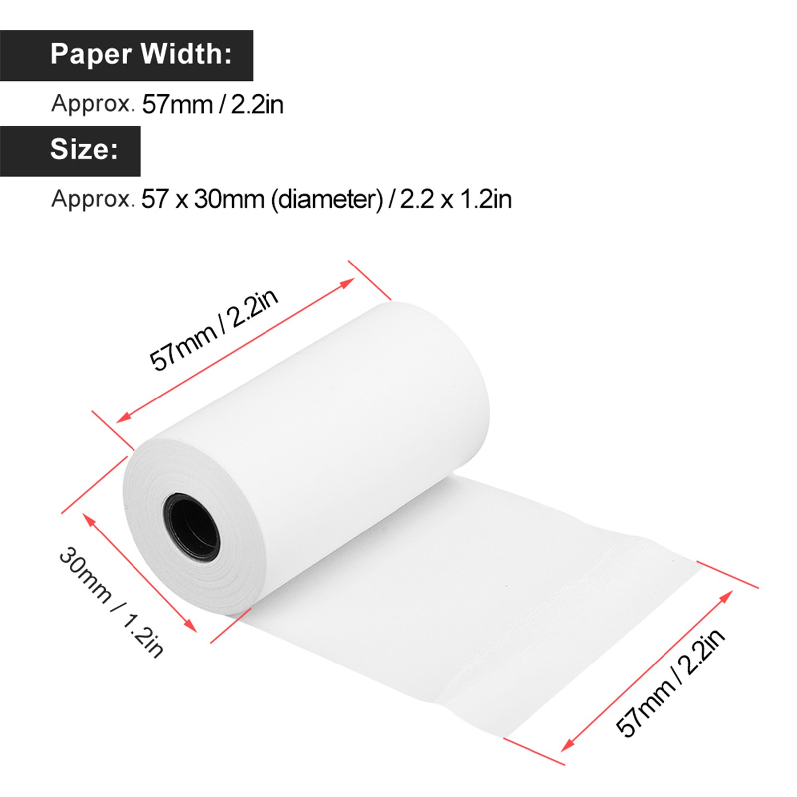 3PCs Thermal Paper Printing Machine Accessories Waterproof 57MM For Peripage