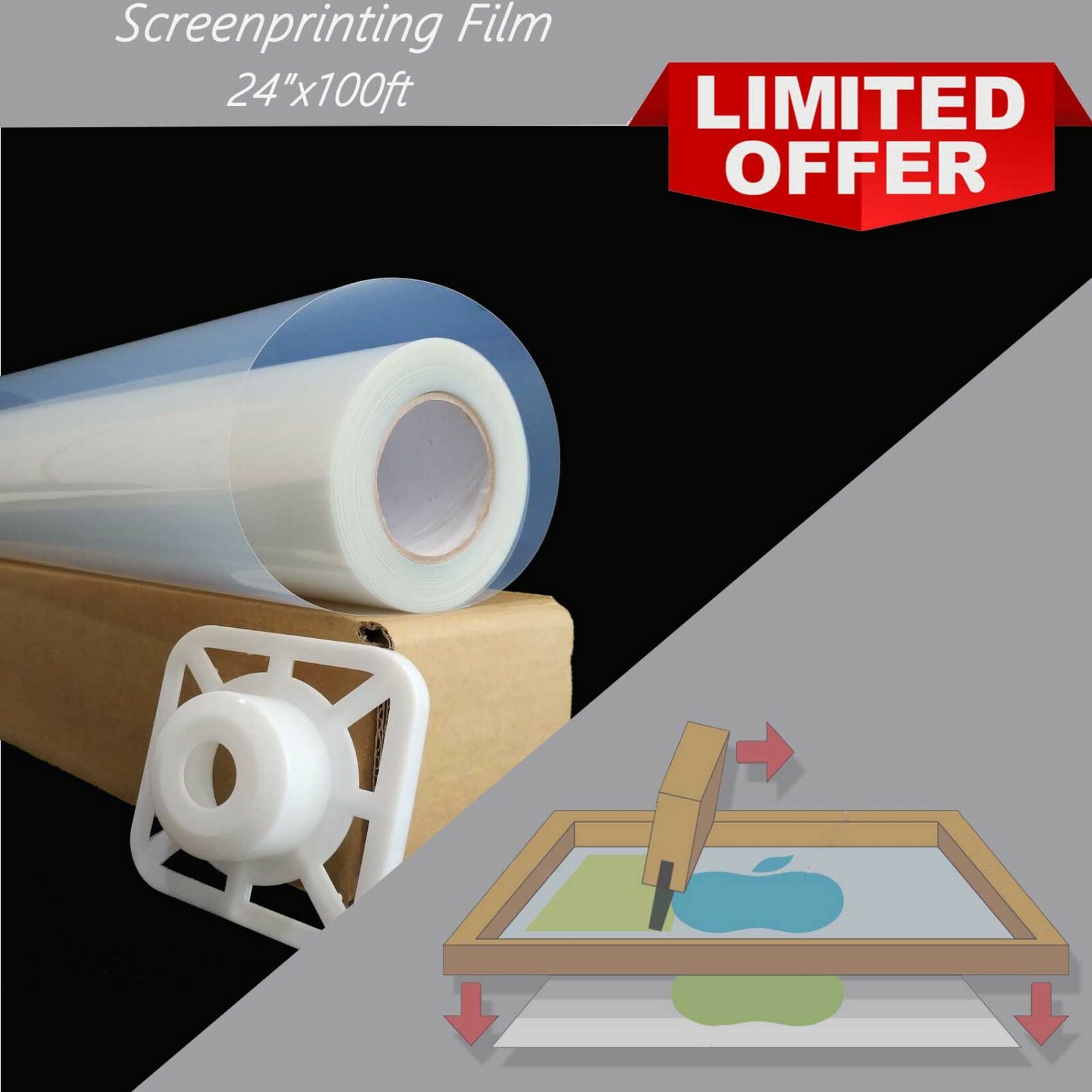 Silk Screen Printing Waterproof Instant-Dry Inkjet Transparency Film 24”x100ft