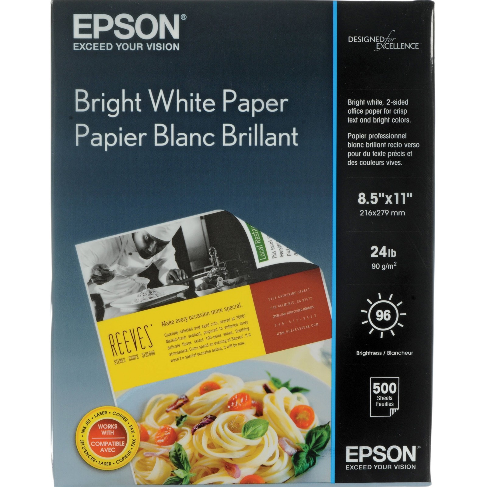 Epson Bright White 8.5×11 Pro Paper – 500 sheets