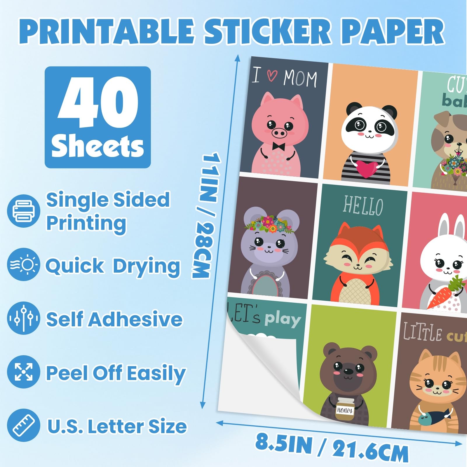 40 Sheets Glossy Sticker Paper, 8.5in x 11in Sticker Paper for Inkjet & Laser…