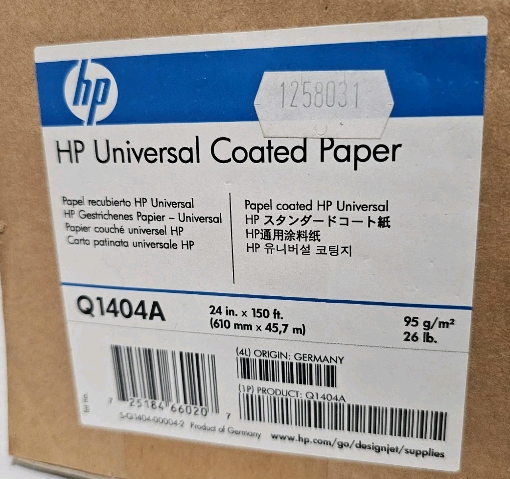 Genuine HP Q1404A Universal Coated Paper – 24″ x 150′ paper for HP designjets