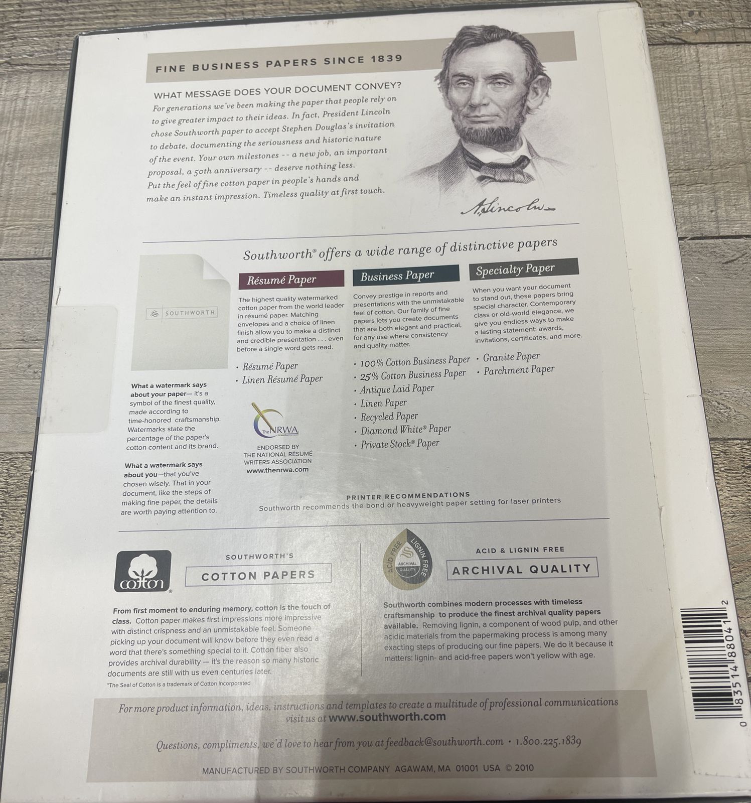 Southworth Granite Specialty Paper, 8.5 x 11 P934CK 100 Sheets