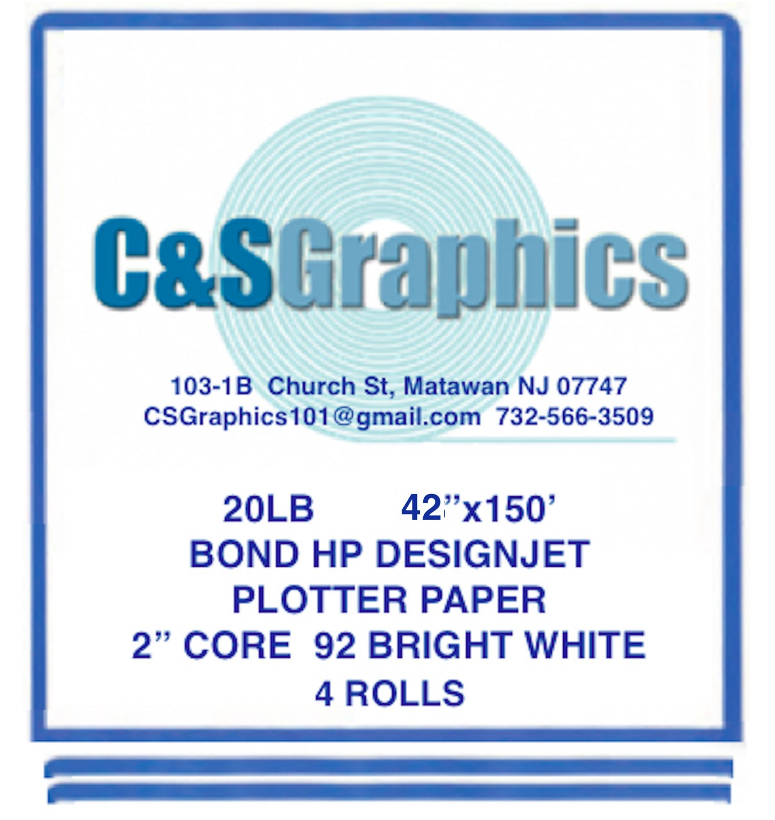 4 ROLLS 42″ x 150′ 20lb Inkjet Bond Plotter Paper HP DesignJet