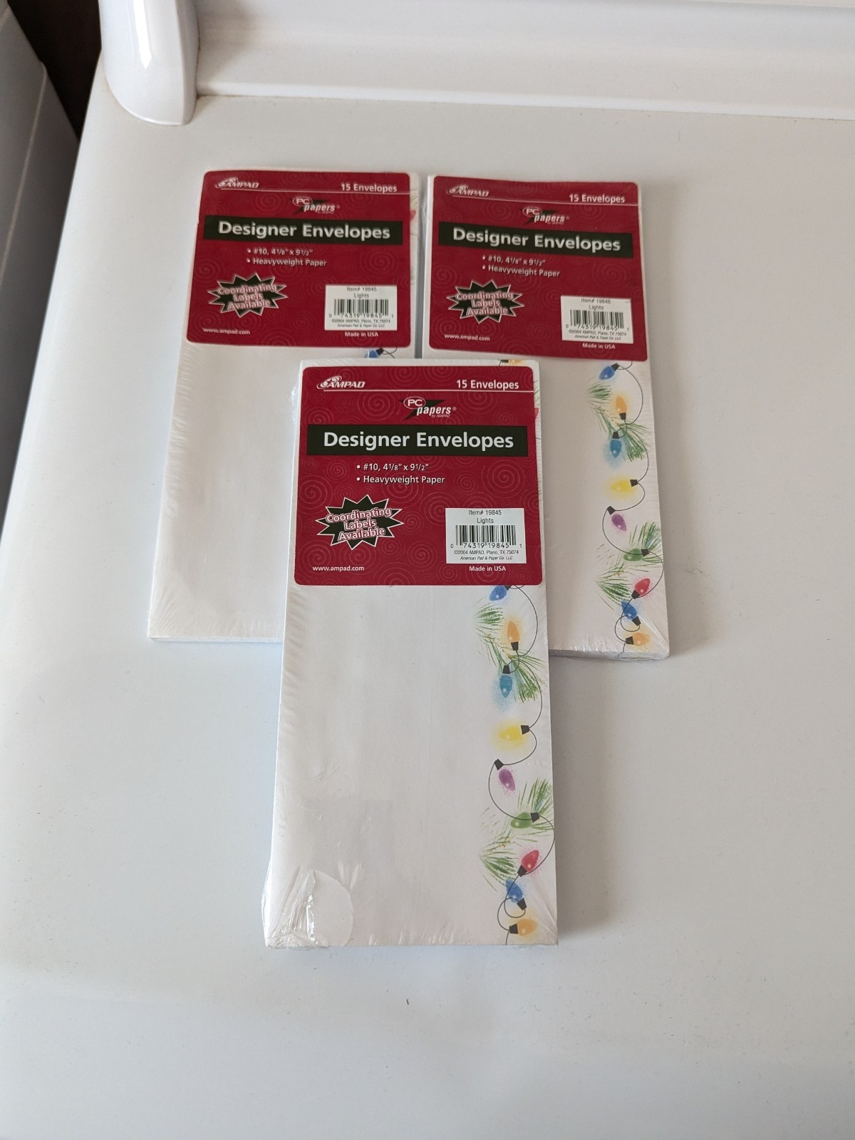 *Lot Of 3* Ampad Designer Envelopes 15 Count Lights Holiday (45 Total – 3 Packs)